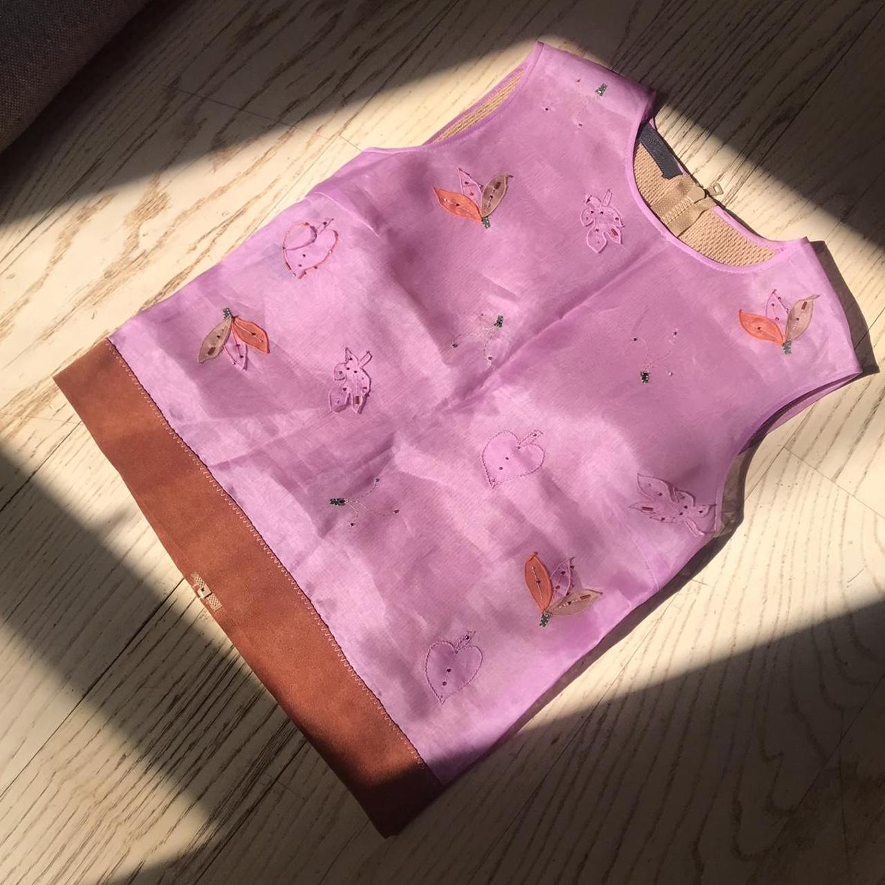 Vintage Prada FW 1999 pink silk organza beaded and... - Depop