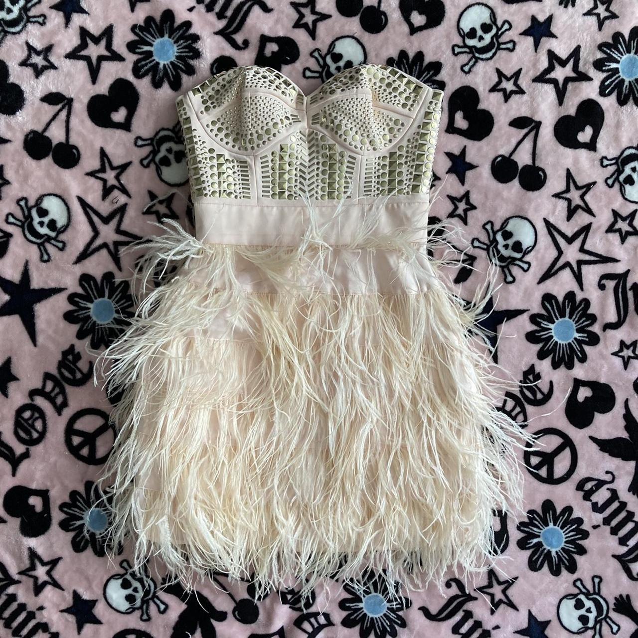 bebe feather dress