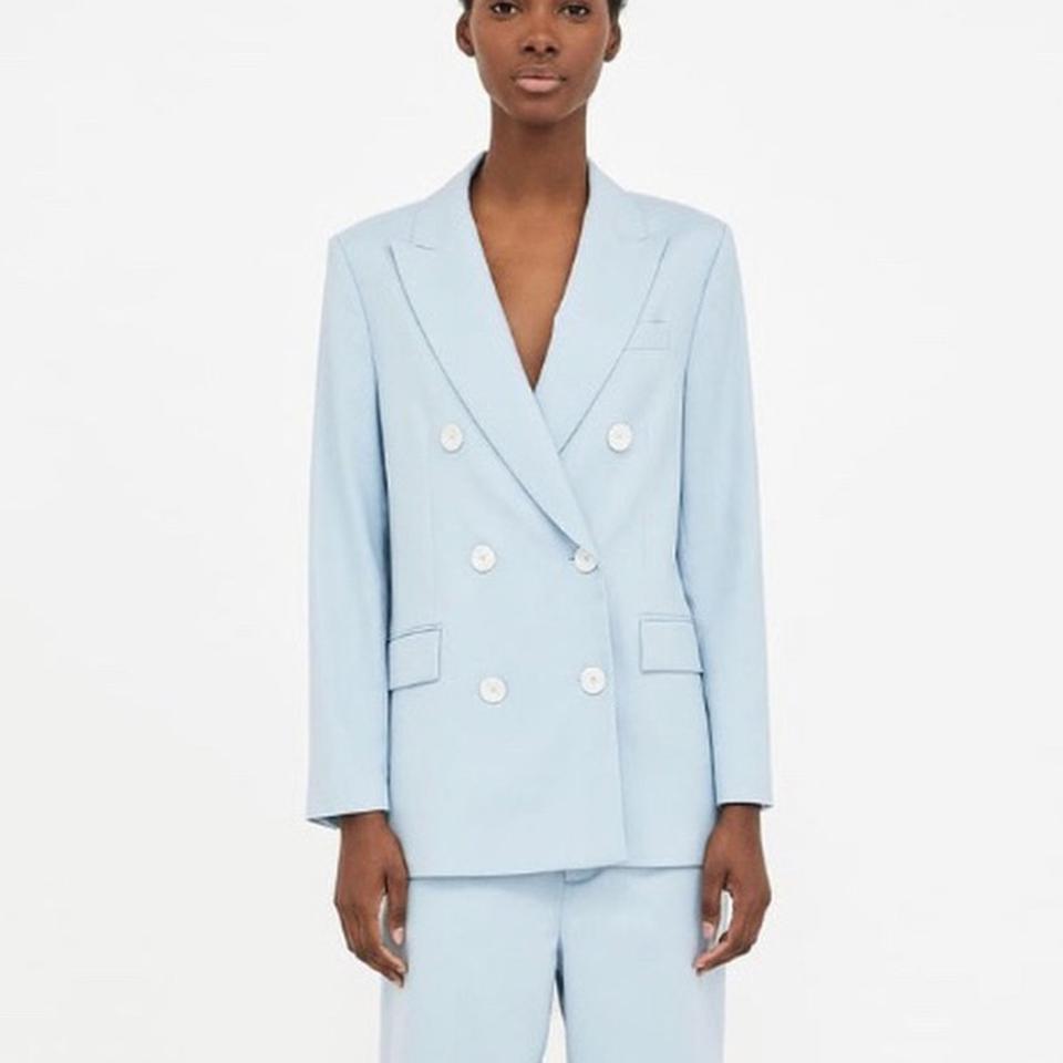 zara light blue blazer