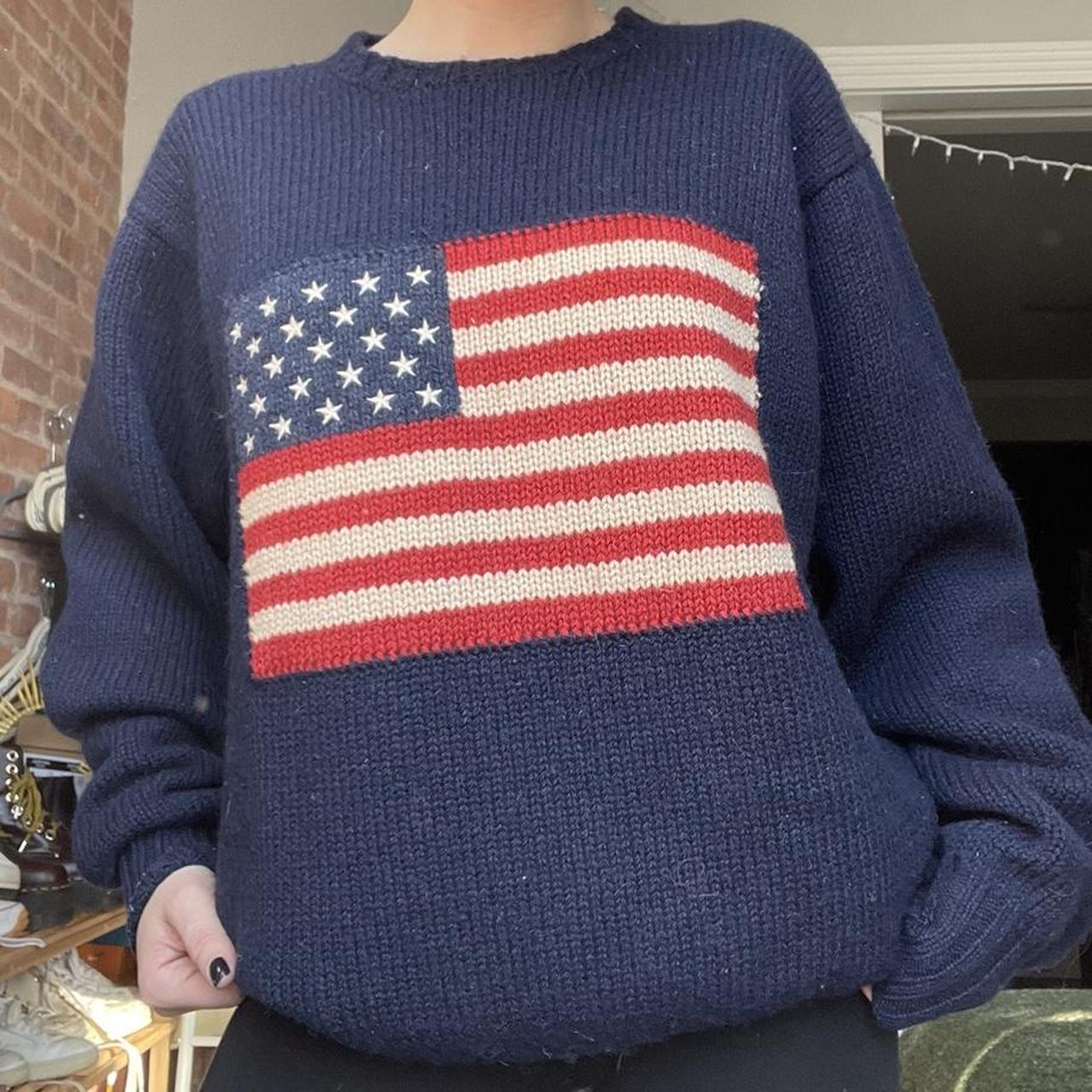 Vintage polo American flag hotsell sweater