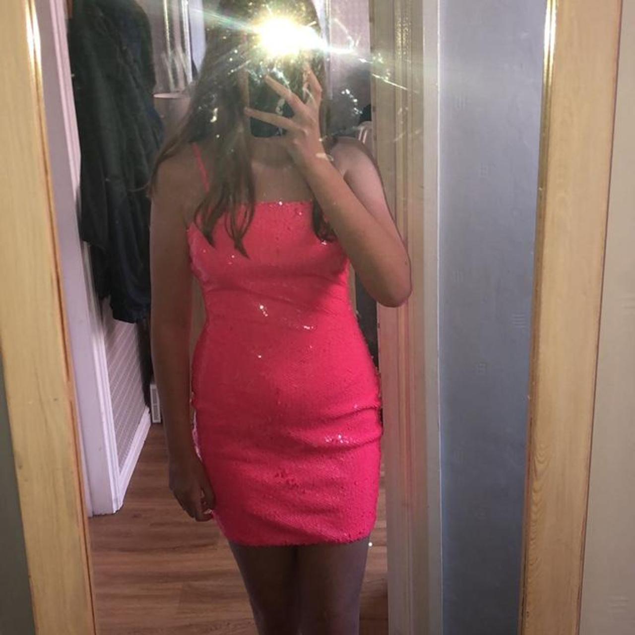 i saw it first pink sequin dress