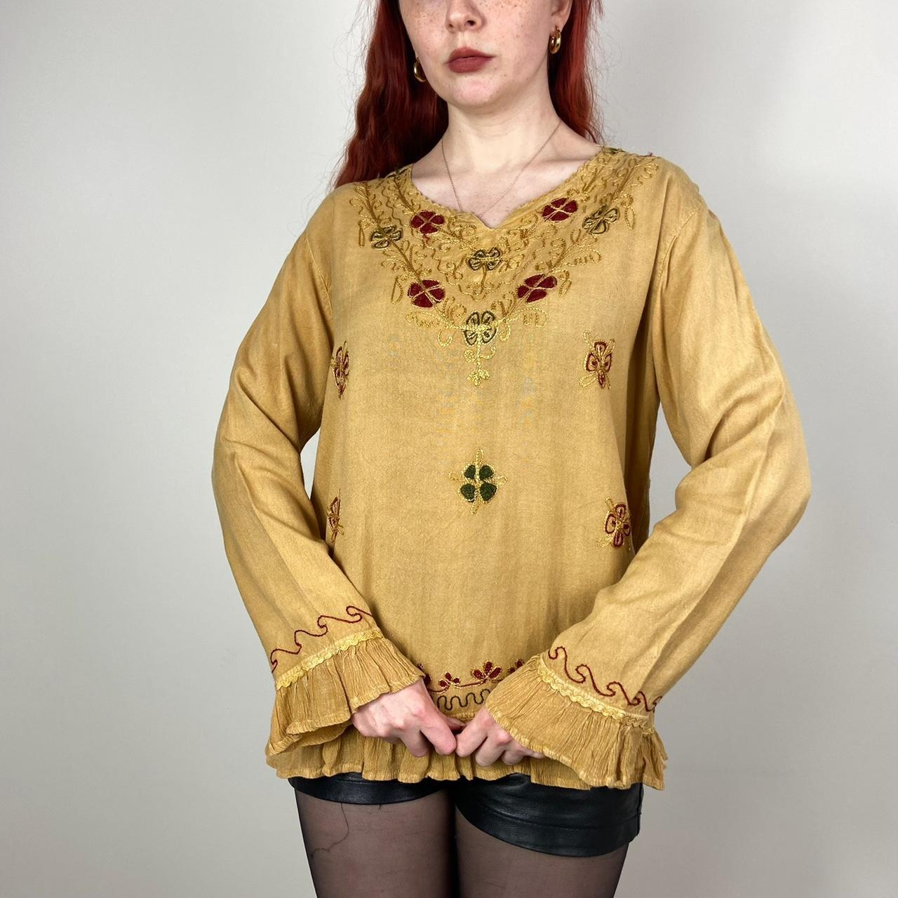 Women's Yellow and Gold Blouse | Depop