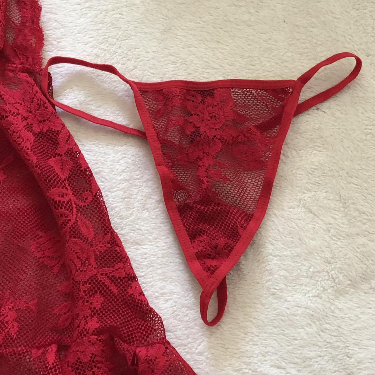 red lace thong panty. Never worn. this panty is - Depop