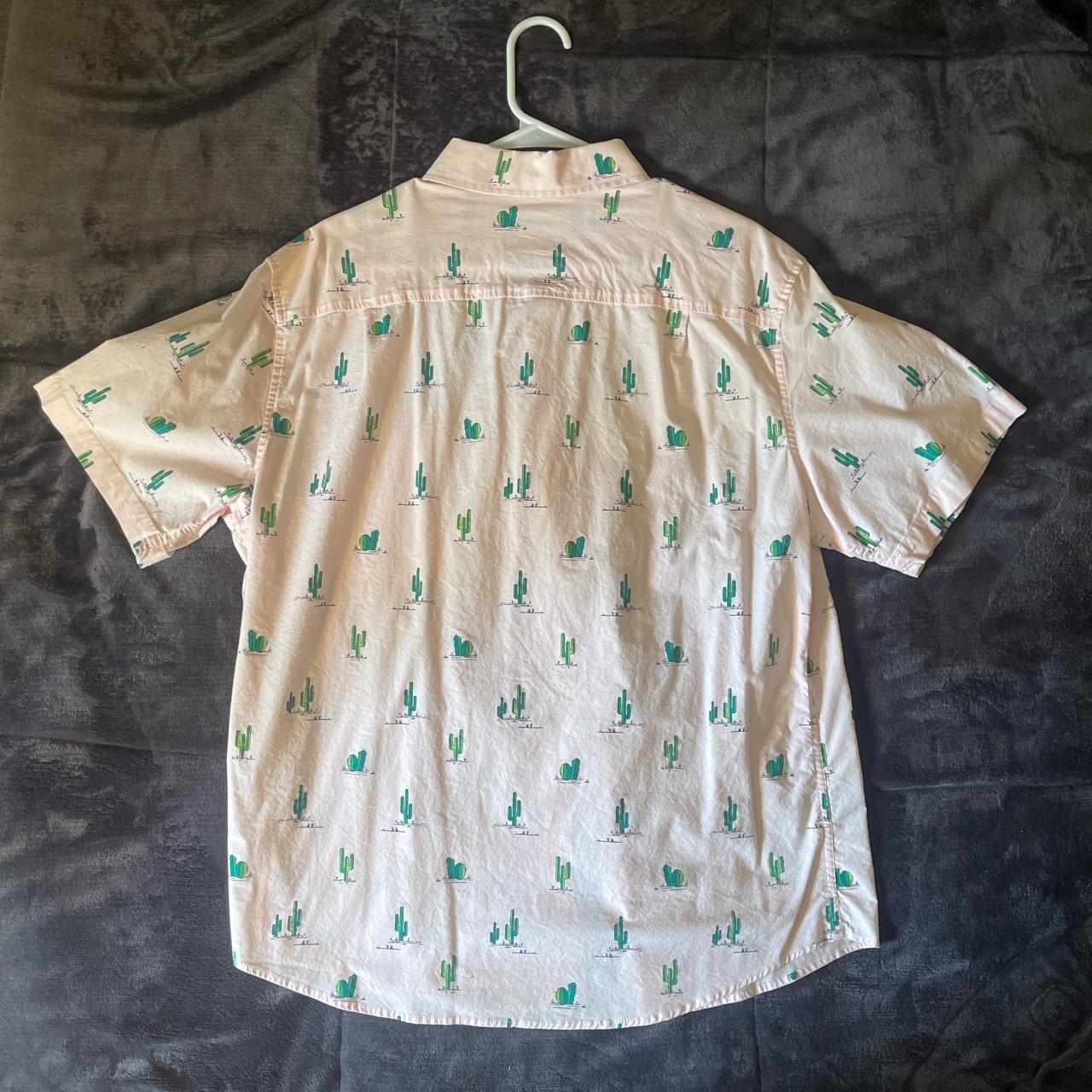 Goodfellow pink cactus button down summer shirt... - Depop