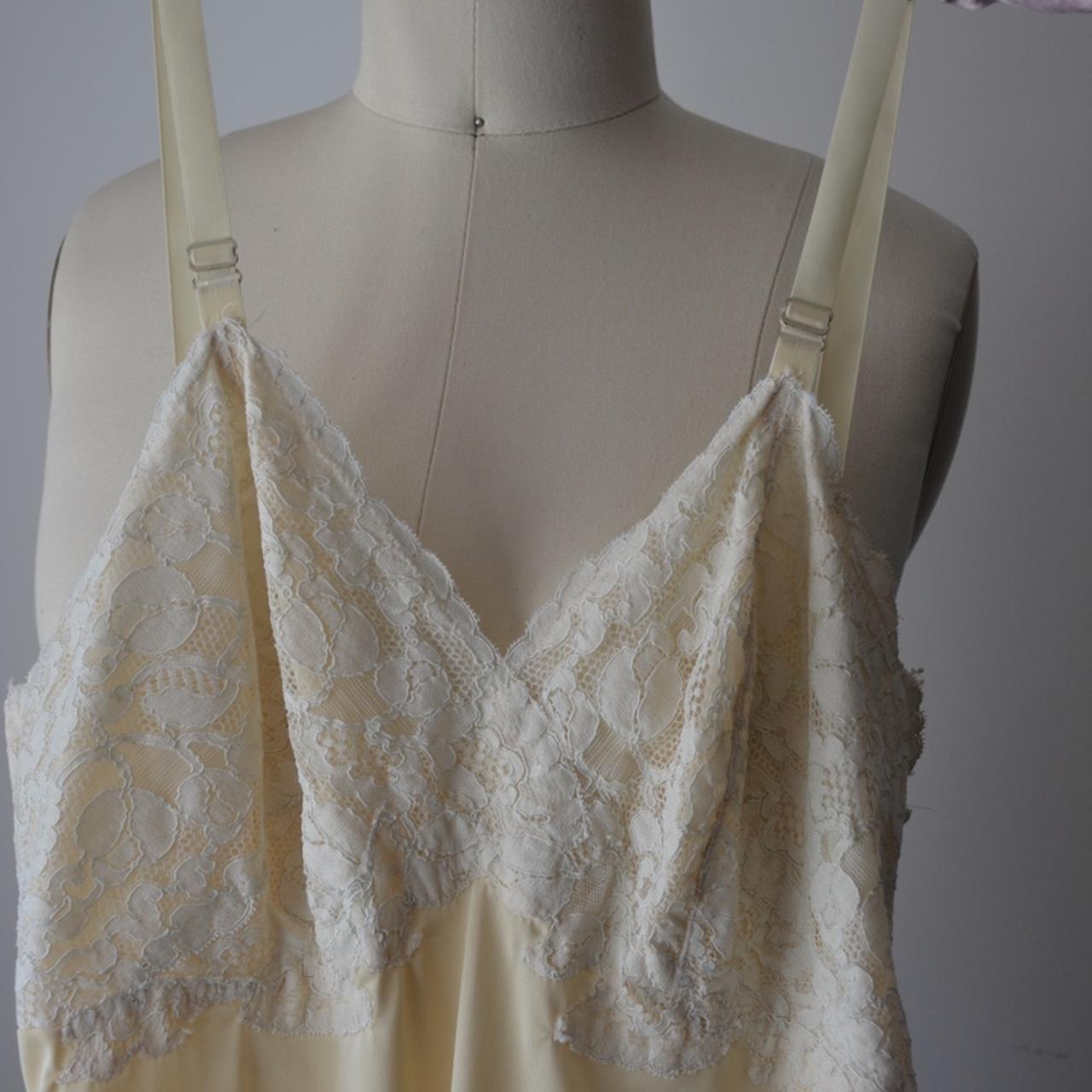 1950s Gossard Artemis Tan Lace Full Slip Approximate... - Depop