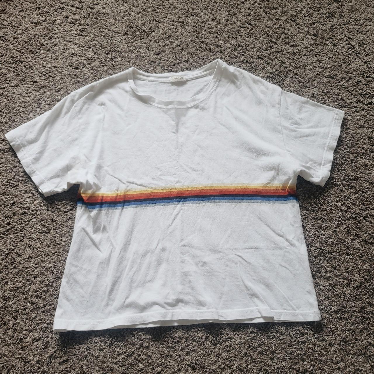 brandy melville rainbow stripe t-shirt no stains,... - Depop