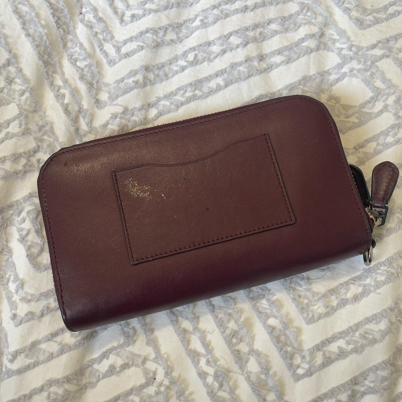 COACH - METALLIC TOP ZIP CARD CASE - MAGENTA / - Depop