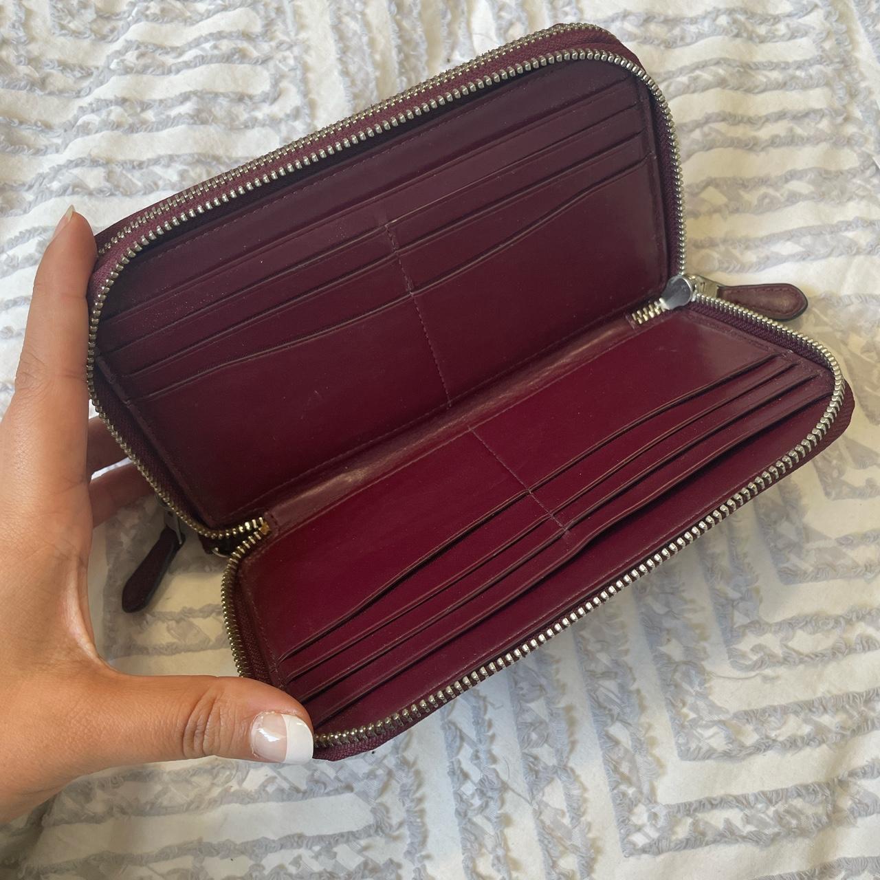 COACH - METALLIC TOP ZIP CARD CASE - MAGENTA / - Depop