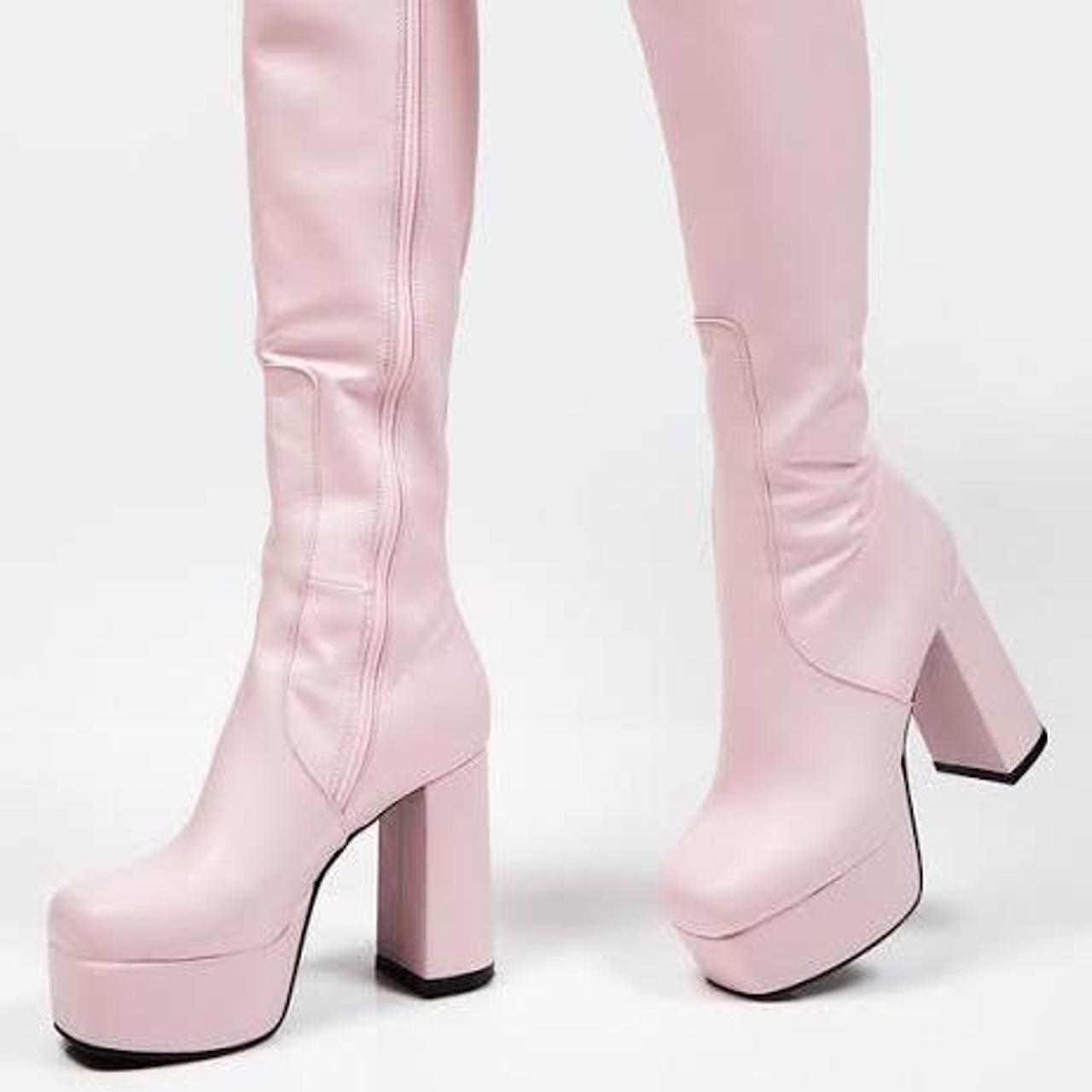 pink platform boots