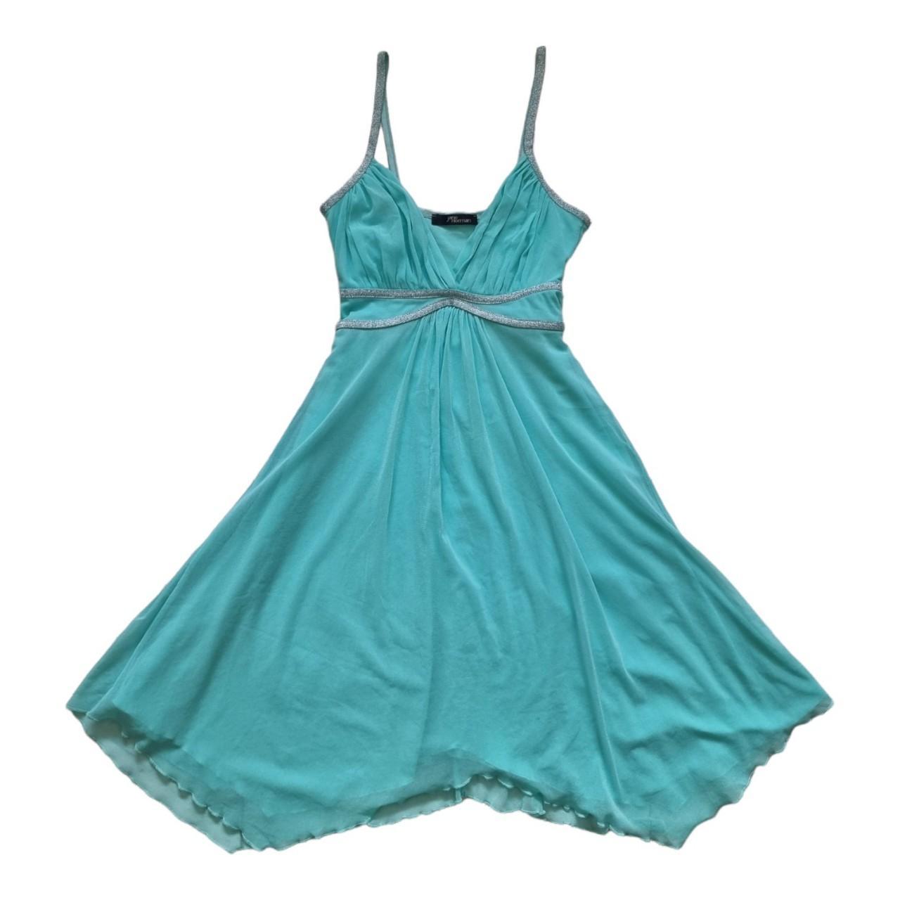 Jane Norman Women's Silver and Blue Dress | Depop