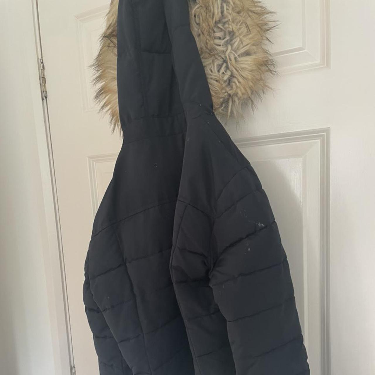 fur hood coat Depop