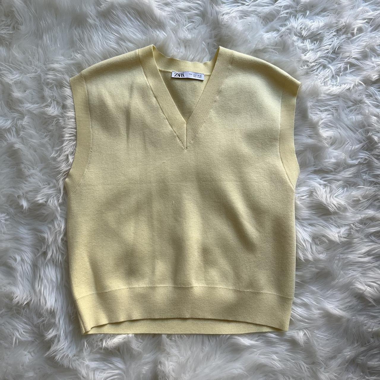 Pastel yellow sweater vest super super cute worn once - Depop
