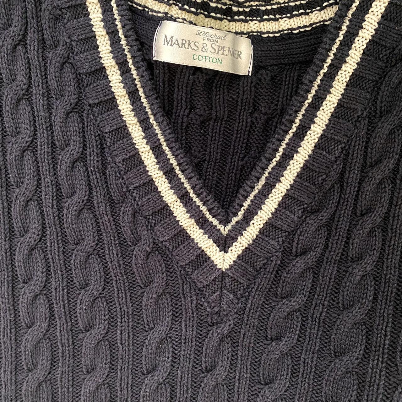 v neck cable knit navy sweater vest would look good... - Depop