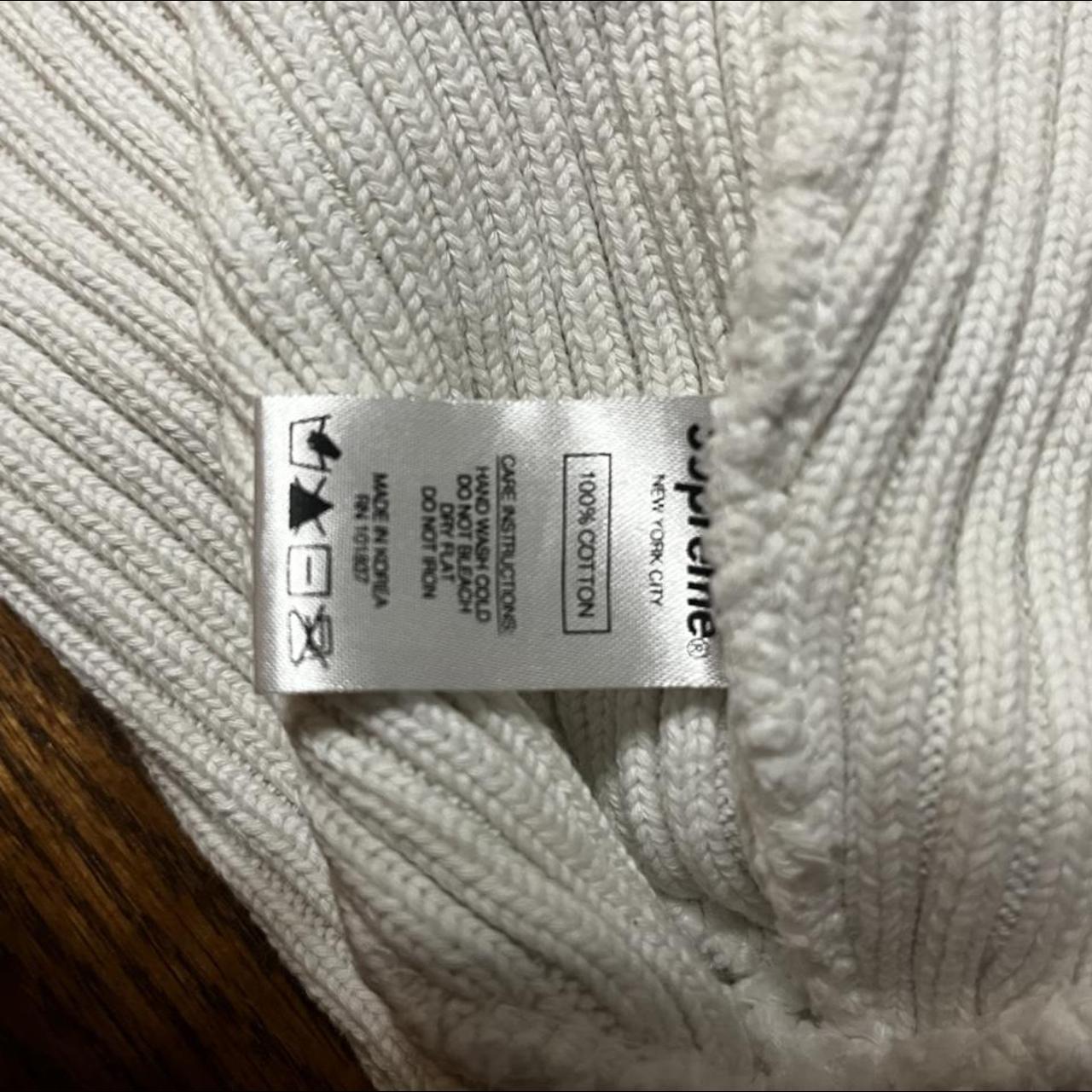 White Supreme Overdyed Beanie 9/10 condition Worn a... - Depop