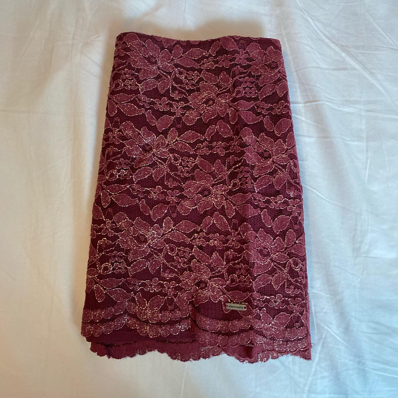 y2k abercrombie red and gold laced mini skirt ☆... - Depop