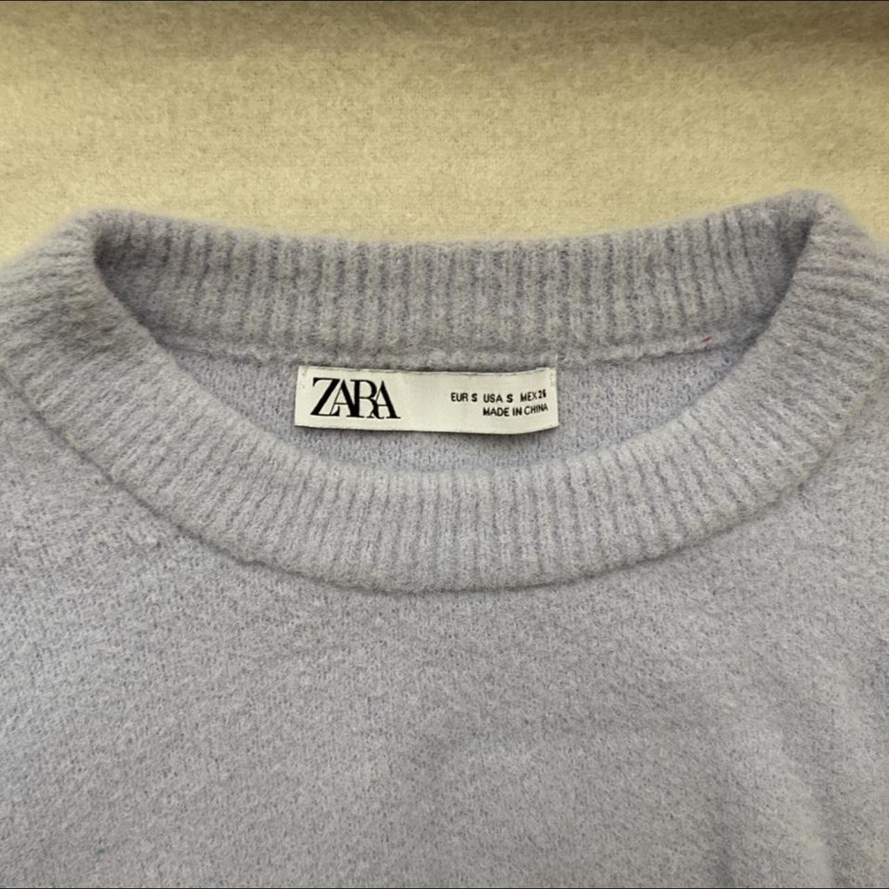 ZARA PURPLE FLEECE CROPPED SWEATER -in good... - Depop