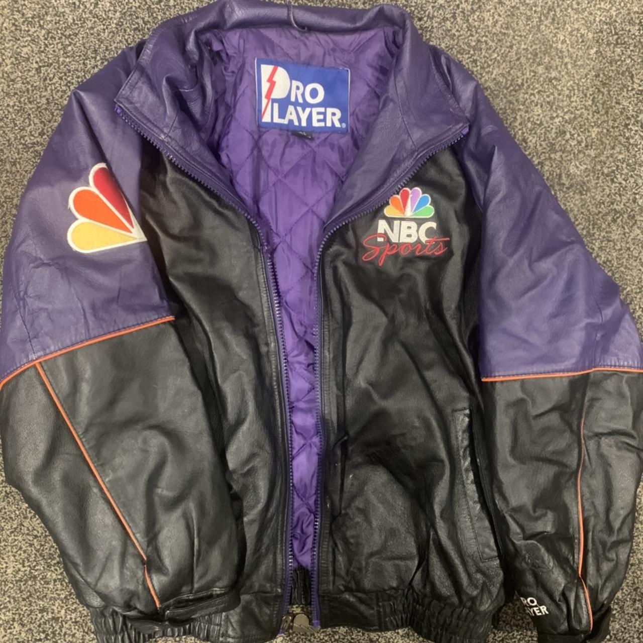 Vintage NBC sports pro player leather jacket 🌈 - | Depop