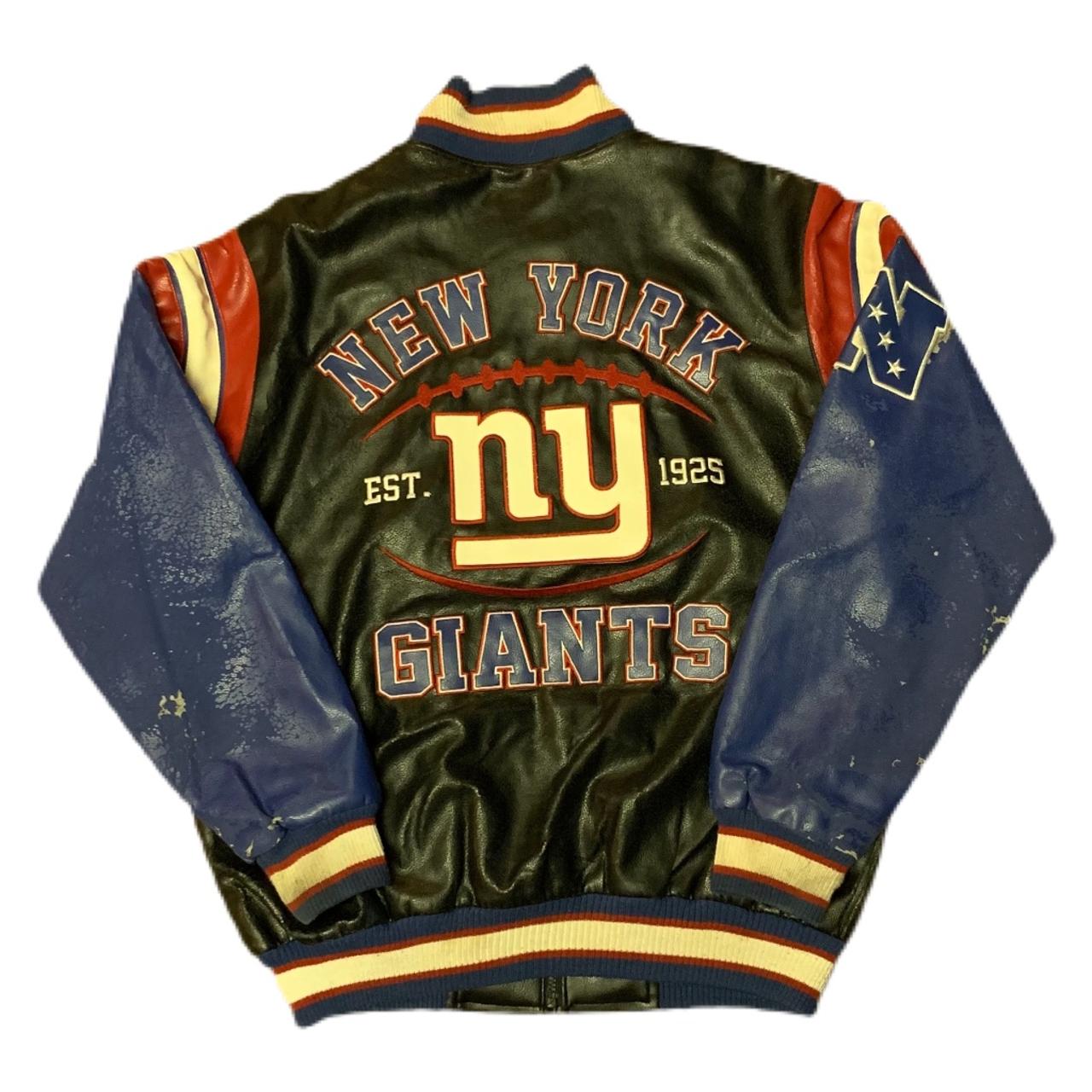 Vintage NFL NY Giants Football Leather Jacket - Maker of Jacket