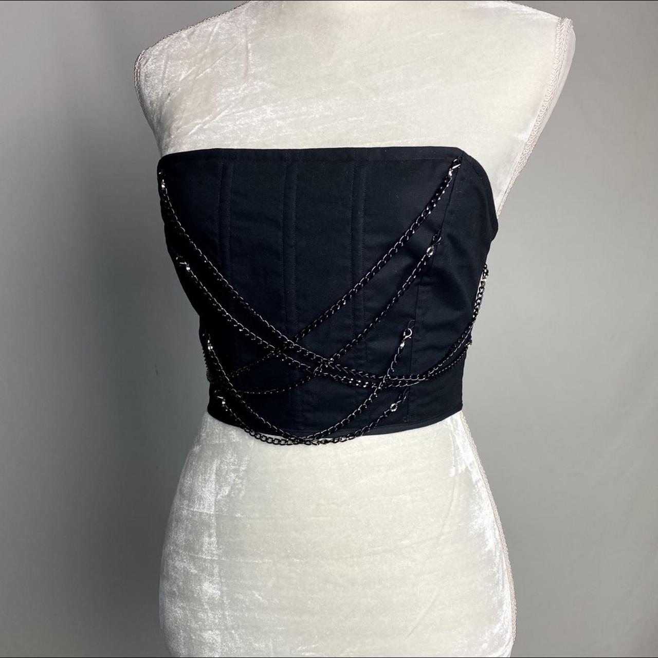 Custom, hand made, corset style top. Black cotton... Depop