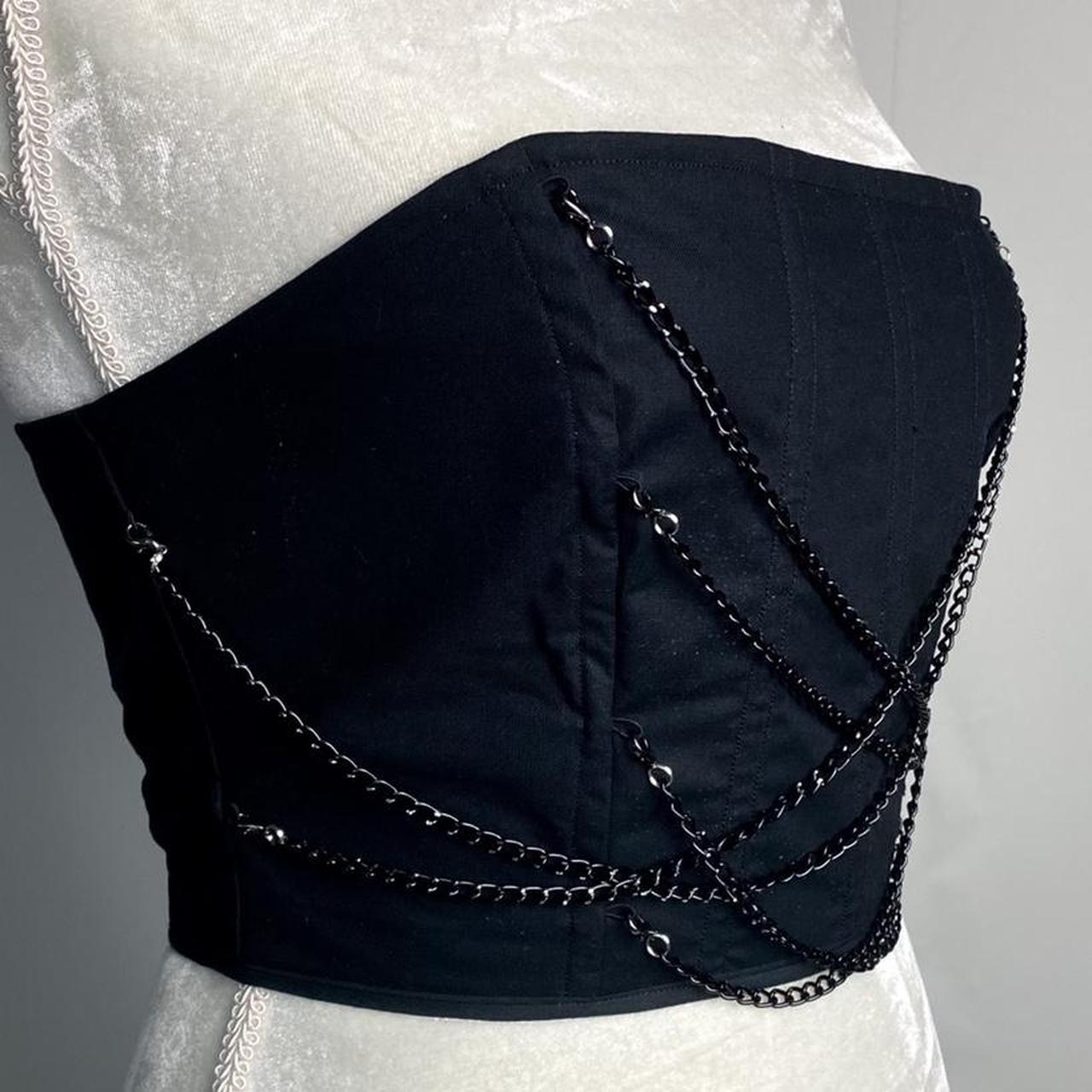 Custom, hand made, corset style top. Black cotton... Depop