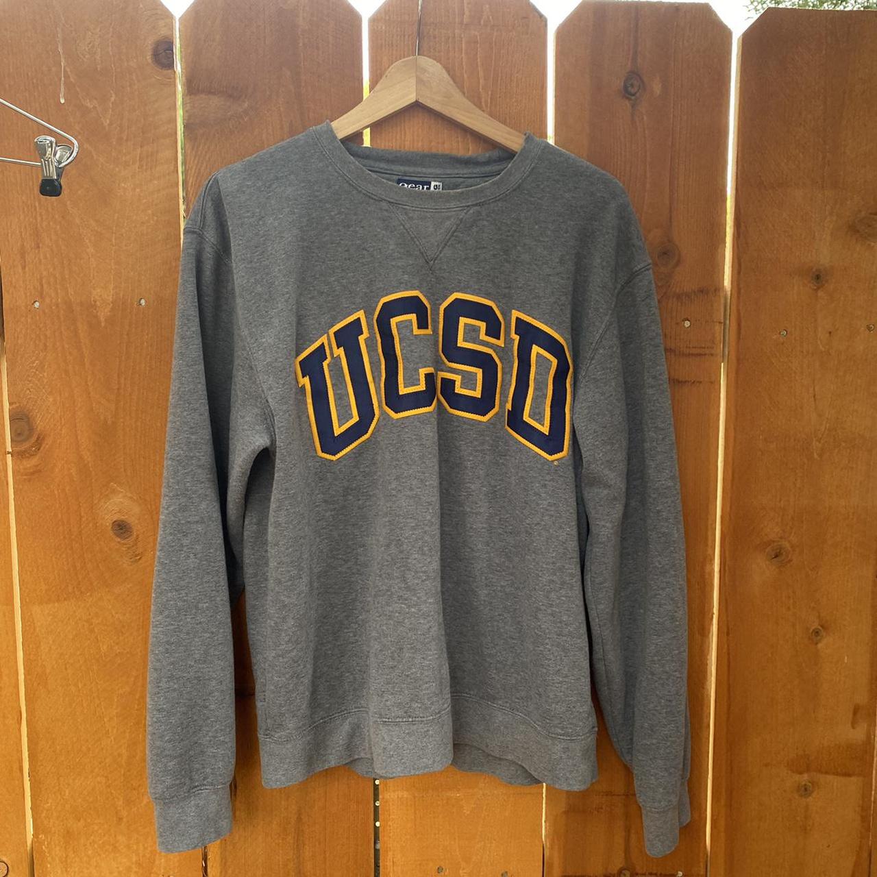 Ucsd grey crewneck sweatshirt Yellow and navy blue... - Depop