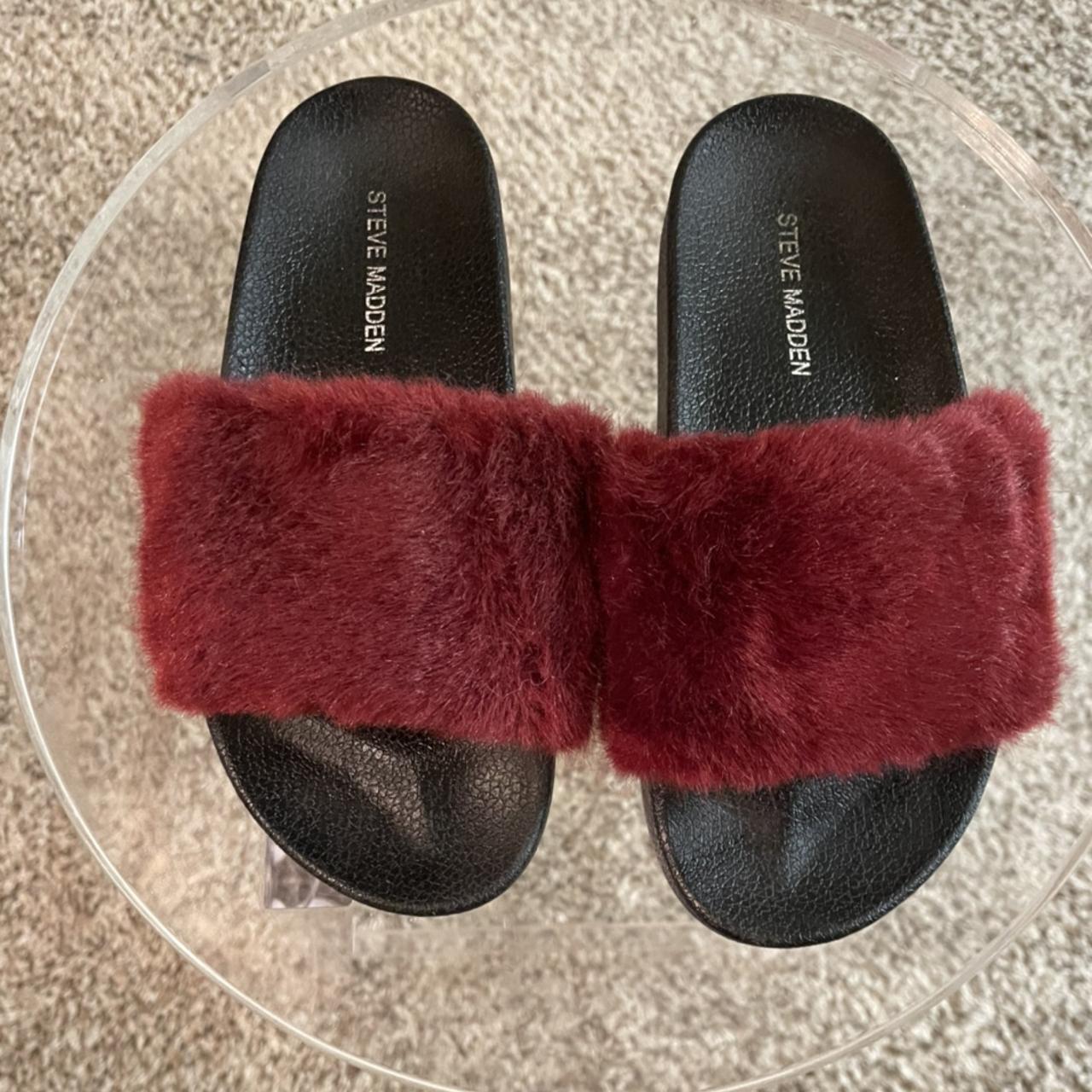 steve madden fuzzy slides