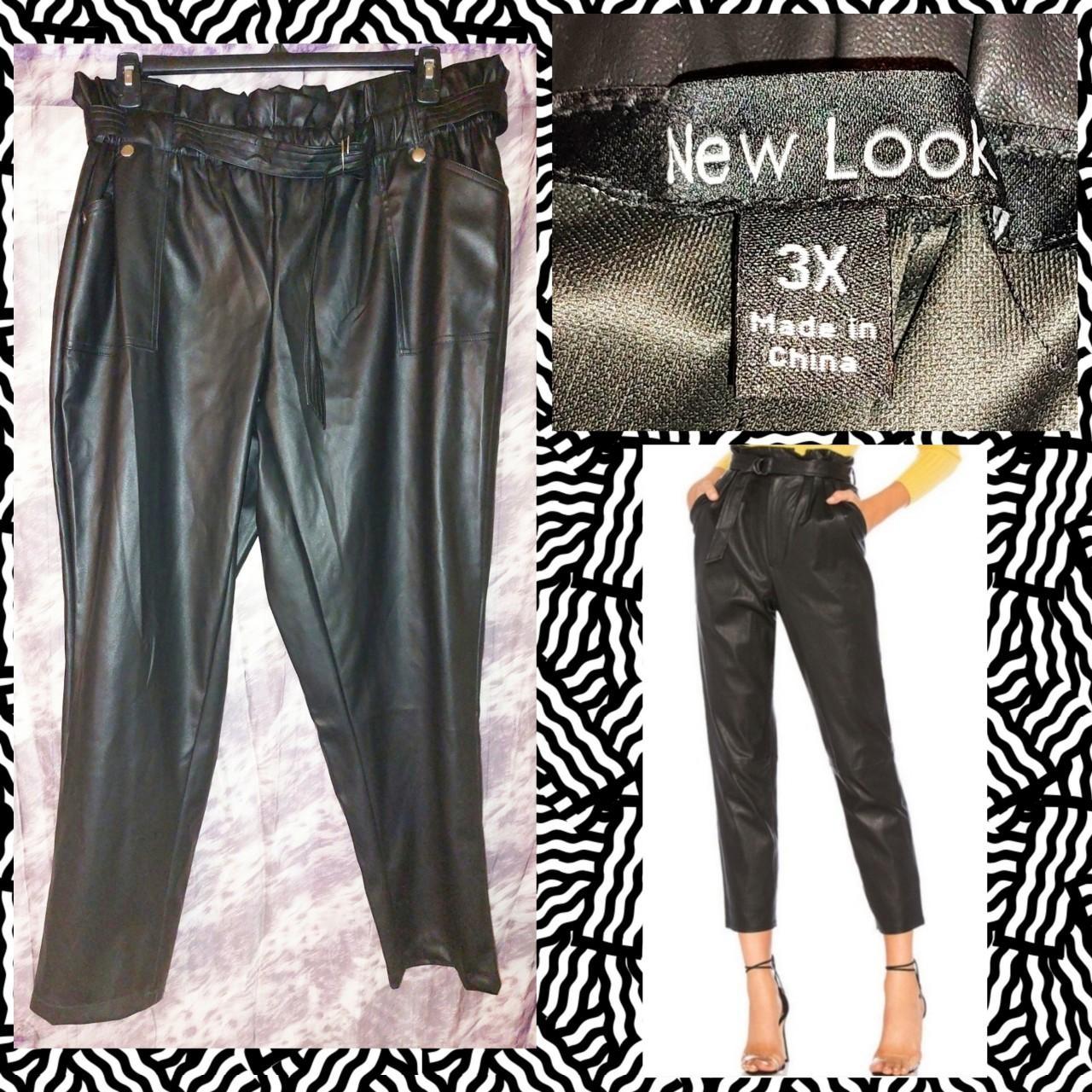 Exotic, Pants & Jumpsuits, Vintage Exotic Black Leather High Waisted Lace  Trim Pants Size 3xl