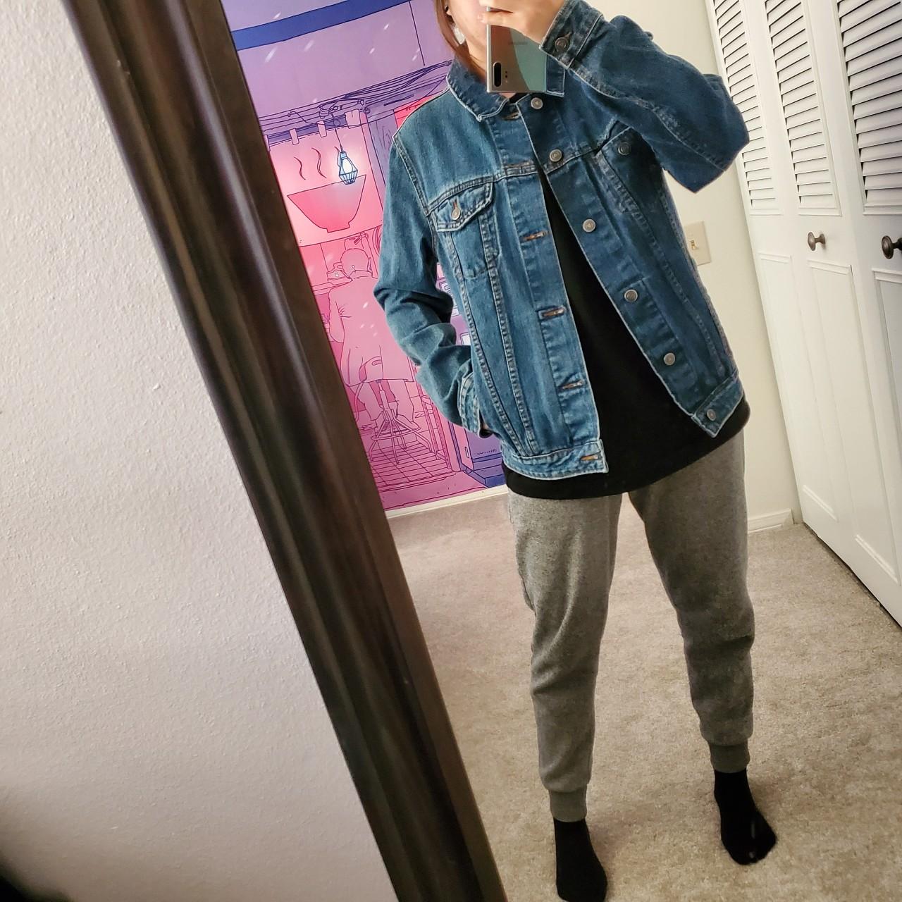 🌸 Half dark half light denim jacket.NN👕 Mens size S,... Depop