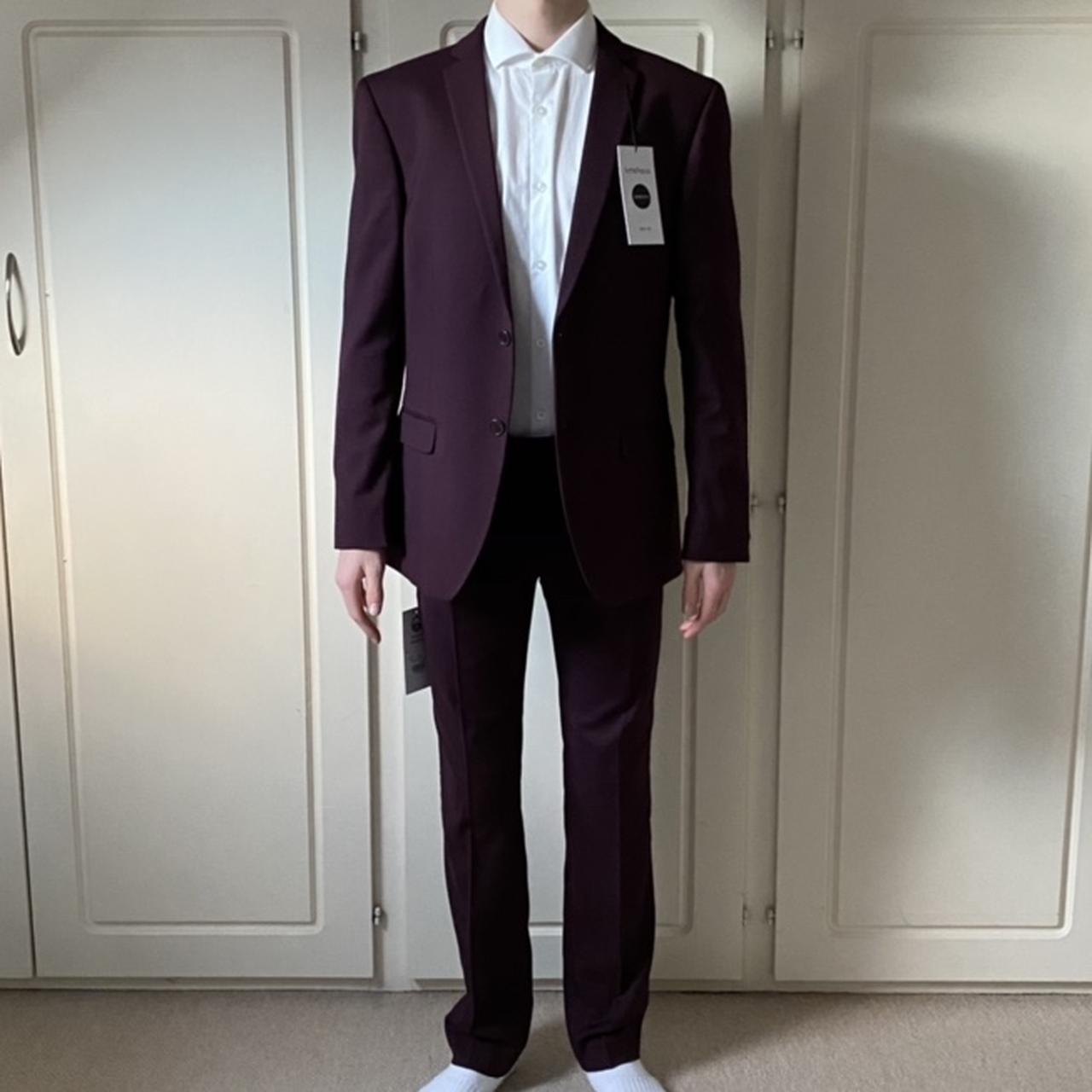 Limehaus Burgundy Slim Fit Suit Size Jacket 38. Depop