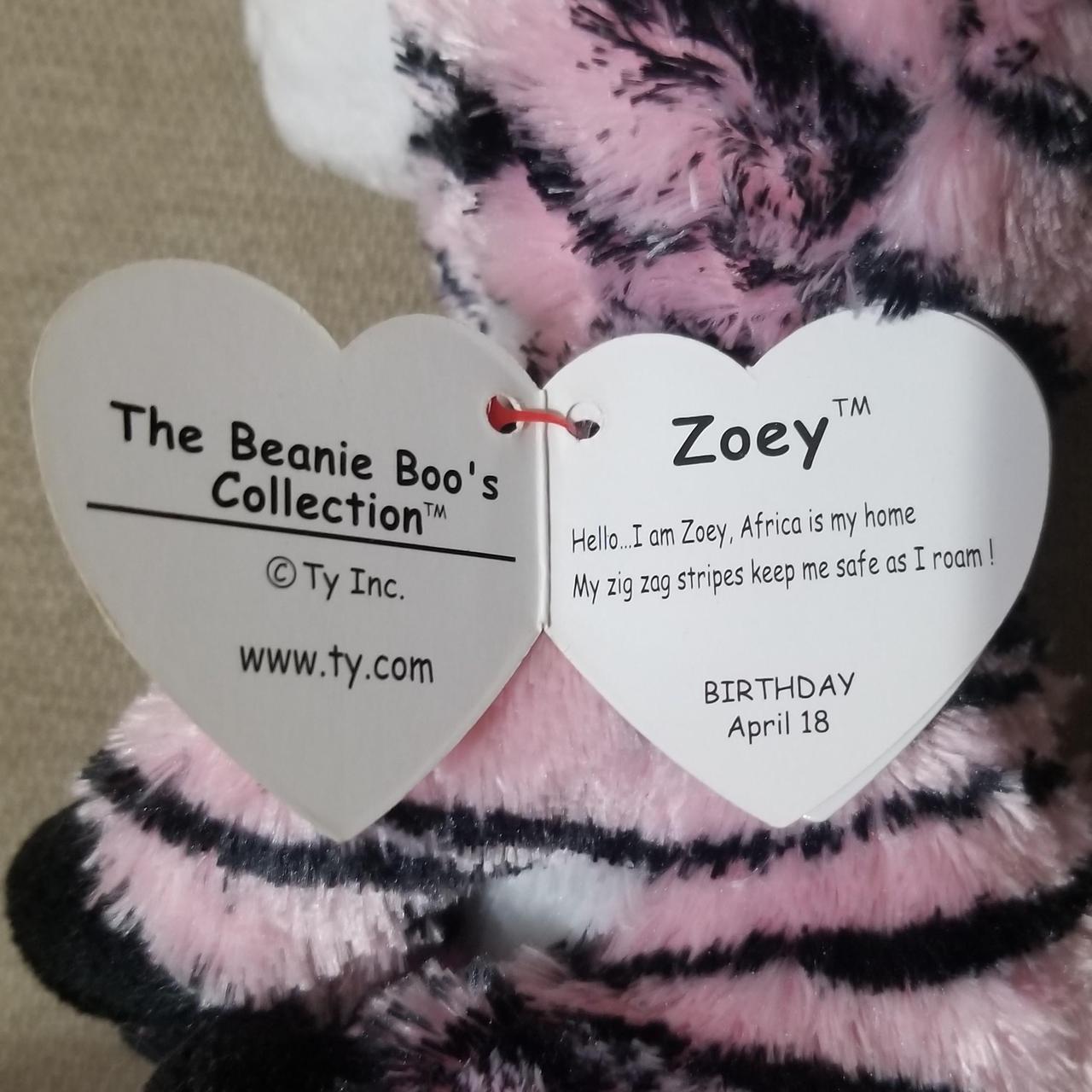Zoey Beanie Boo (Zebra), Birthday April 18th, Brand