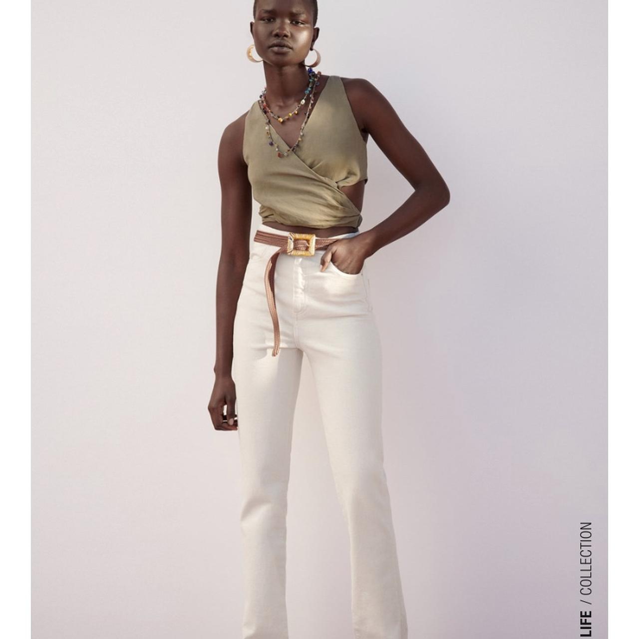 Zara linen crop top with cut out back Sizes XS, S Depop