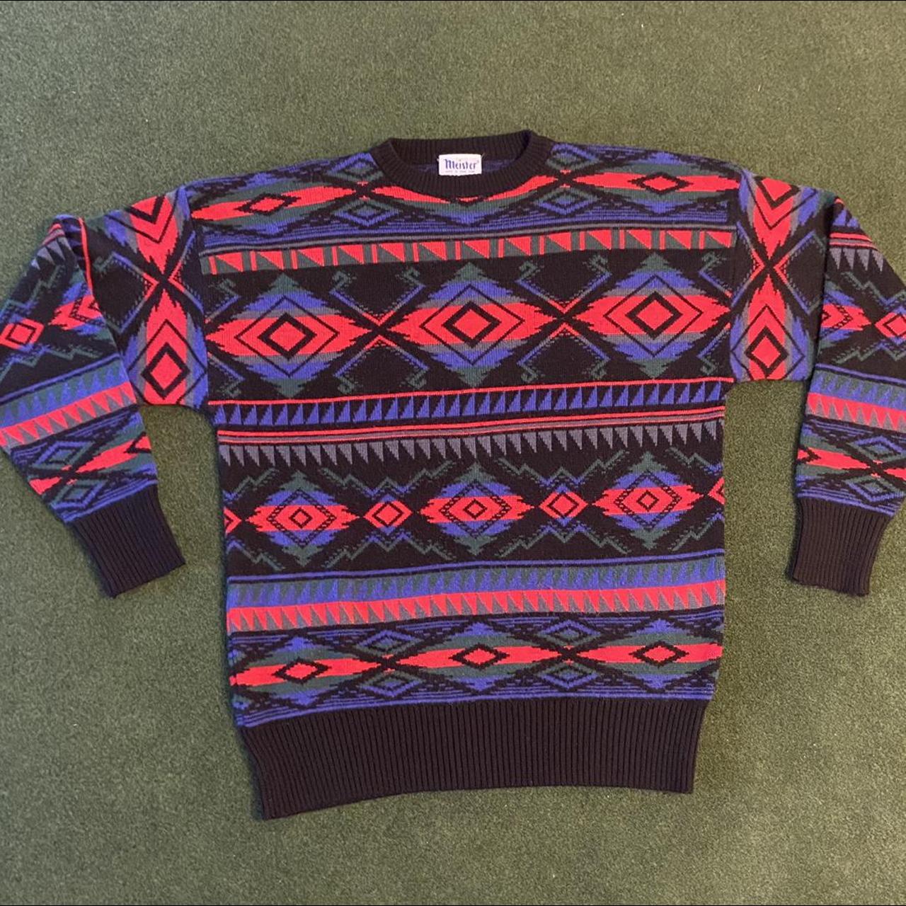 Product Image 1 - Vintage “Meister” Sweater

Size: XL

Color: Black/Multicolor