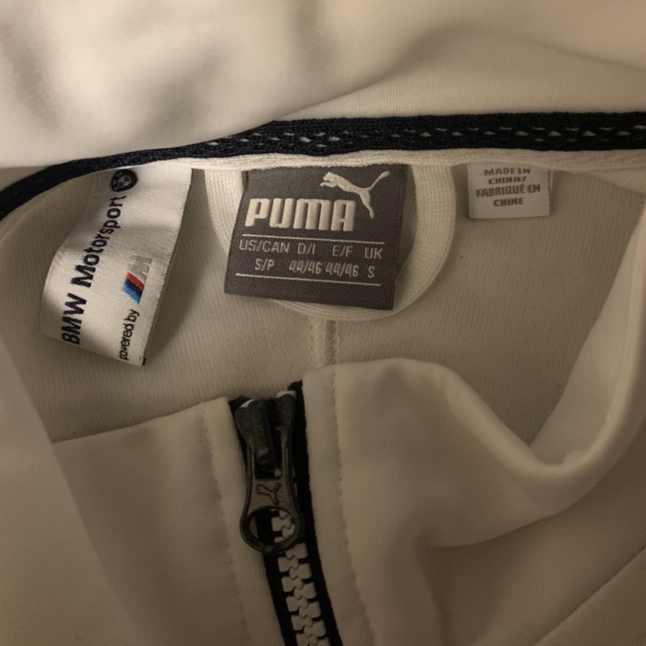 Puma Men's White and Blue Hoodie | Depop