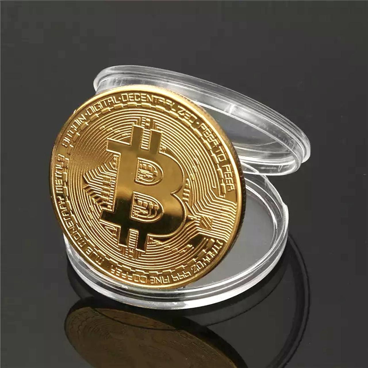 Gold Plated Bitcoin BTC Art Collectible Gift - Gold... | Depop