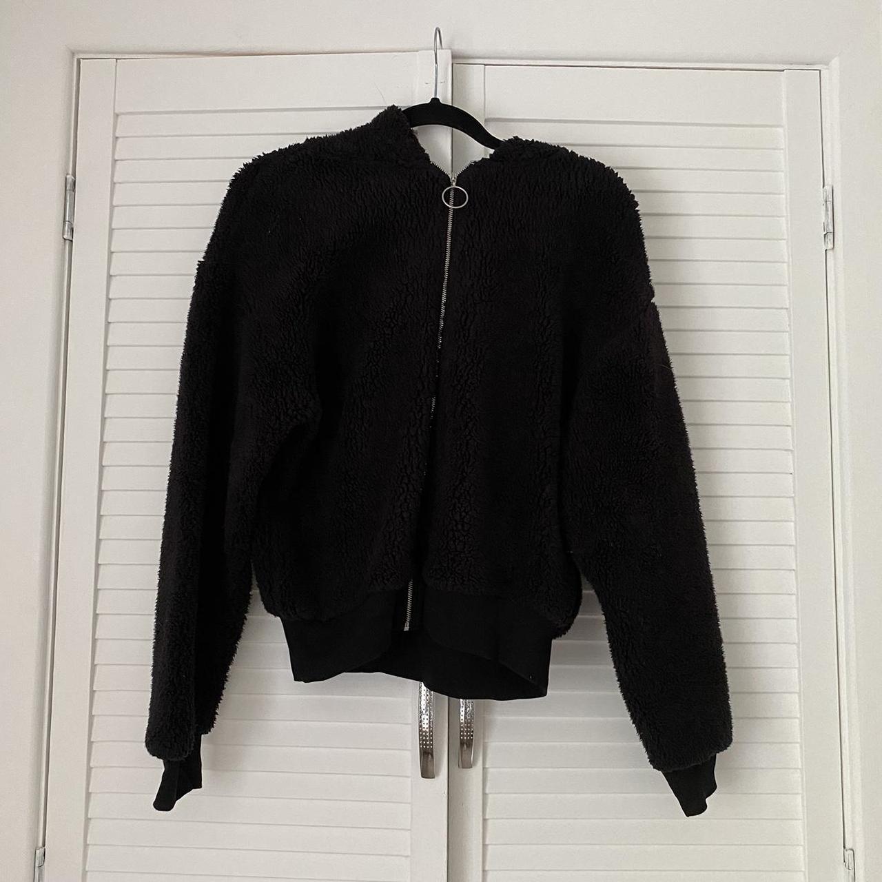 black teddy jacket, uk size 8. Depop