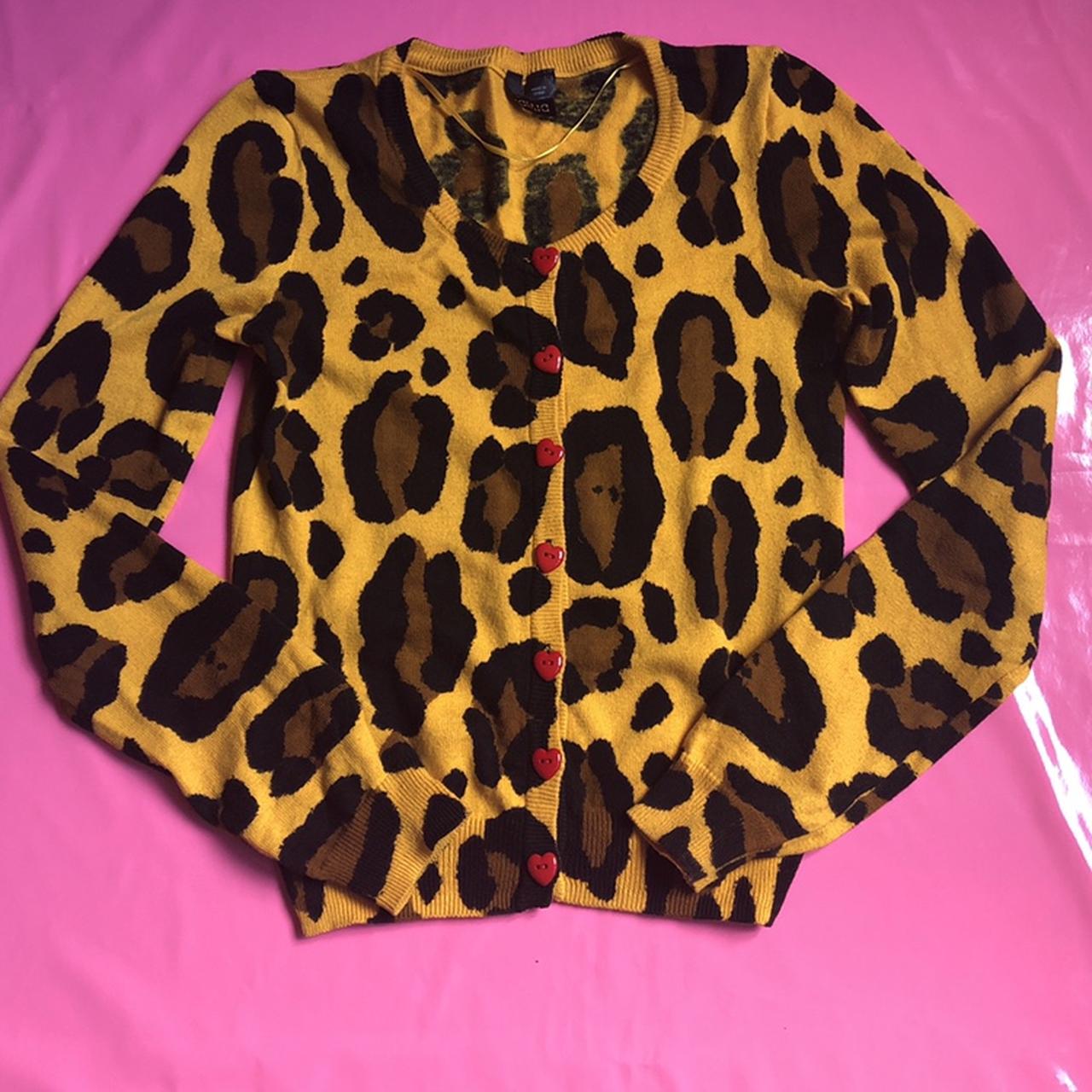 Size 2 H M leopard print on yellow cardigan. Never Depop