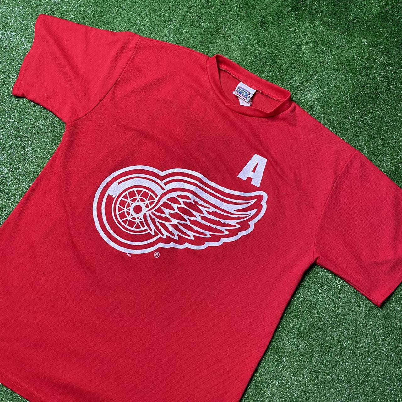 vintage detroit red wings hockey jersey made in - Depop