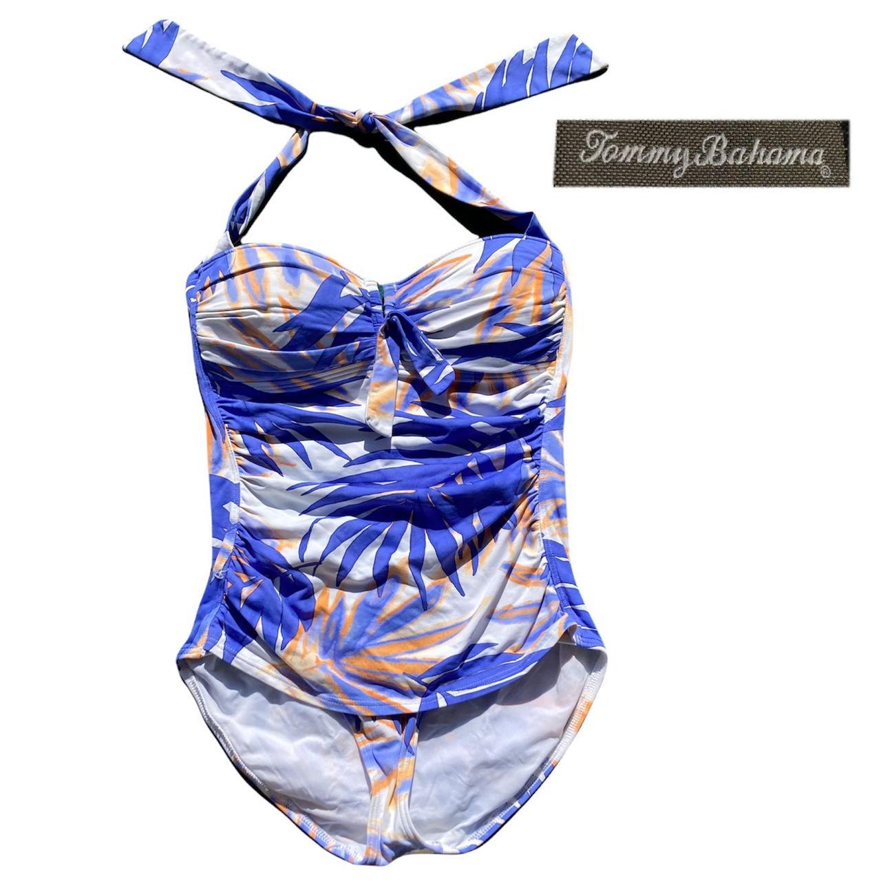 Tommy bahama women s white and blue swimsuit one piece depop