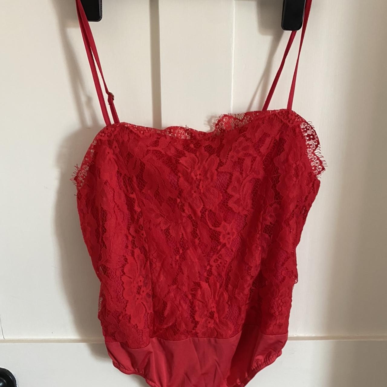 Missguided Women's Red Bodysuit | Depop