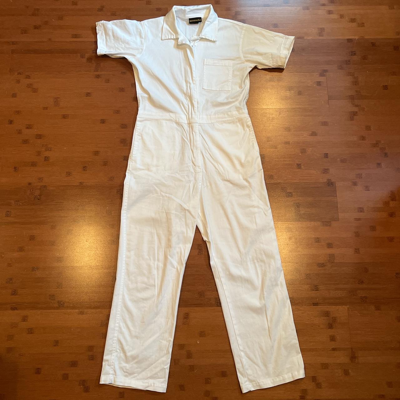 Nooworks white coveralls jumpsuit. Size medium.... Depop