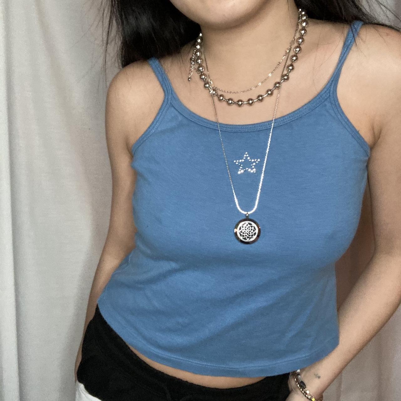 Y2K baby tank top with star rhinestone Marked... Depop