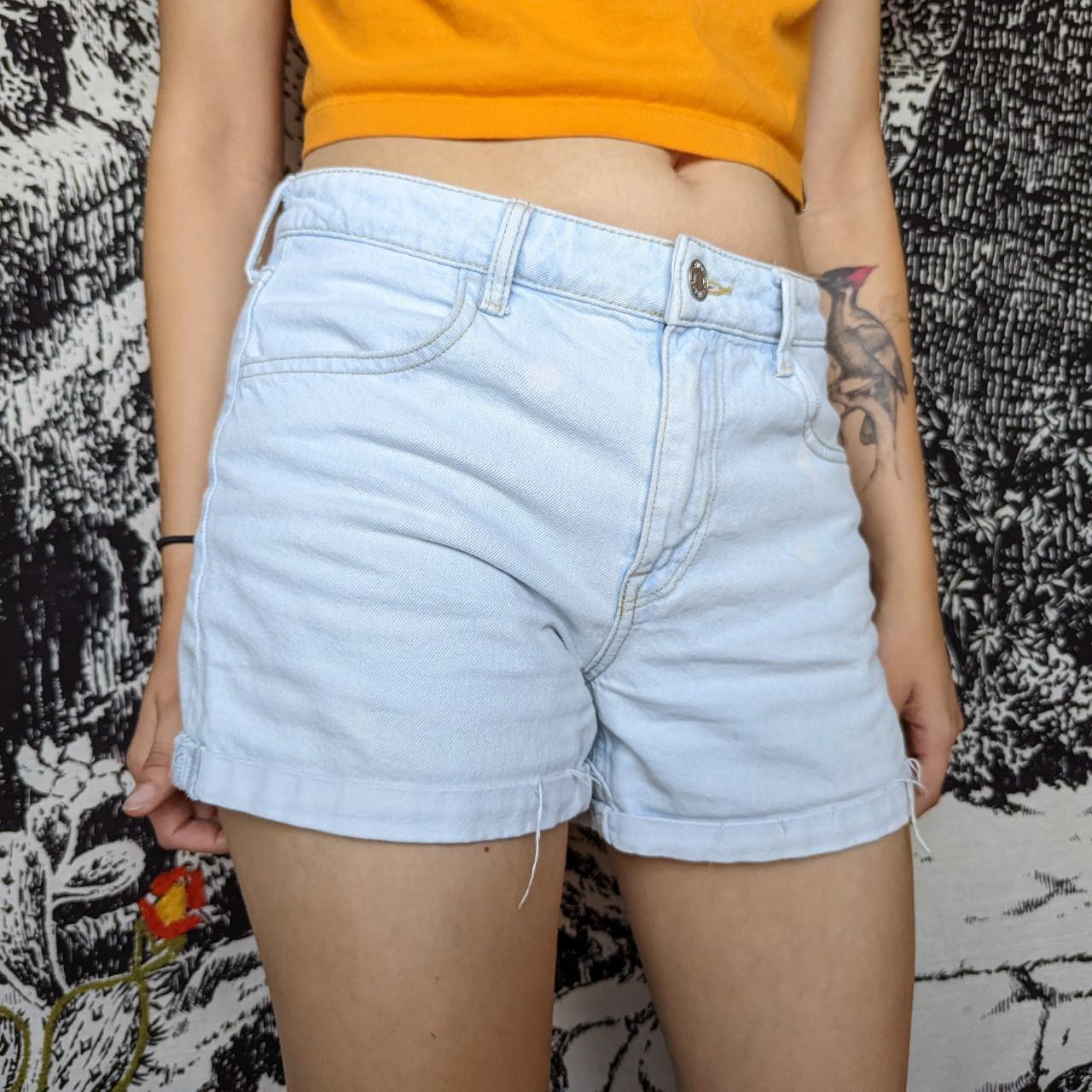 Light wash mid-rise denim shorts Tagged as a size... - Depop