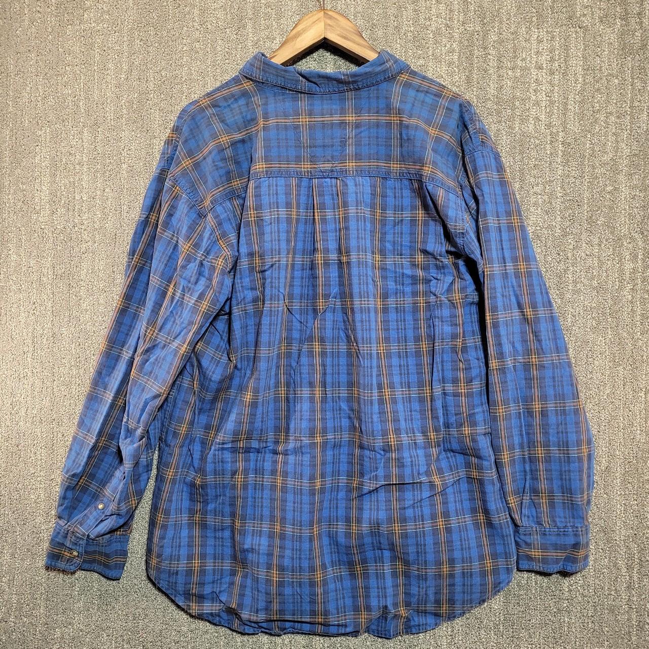 Vintage blue plaid long sleeve button up shirt.... - Depop