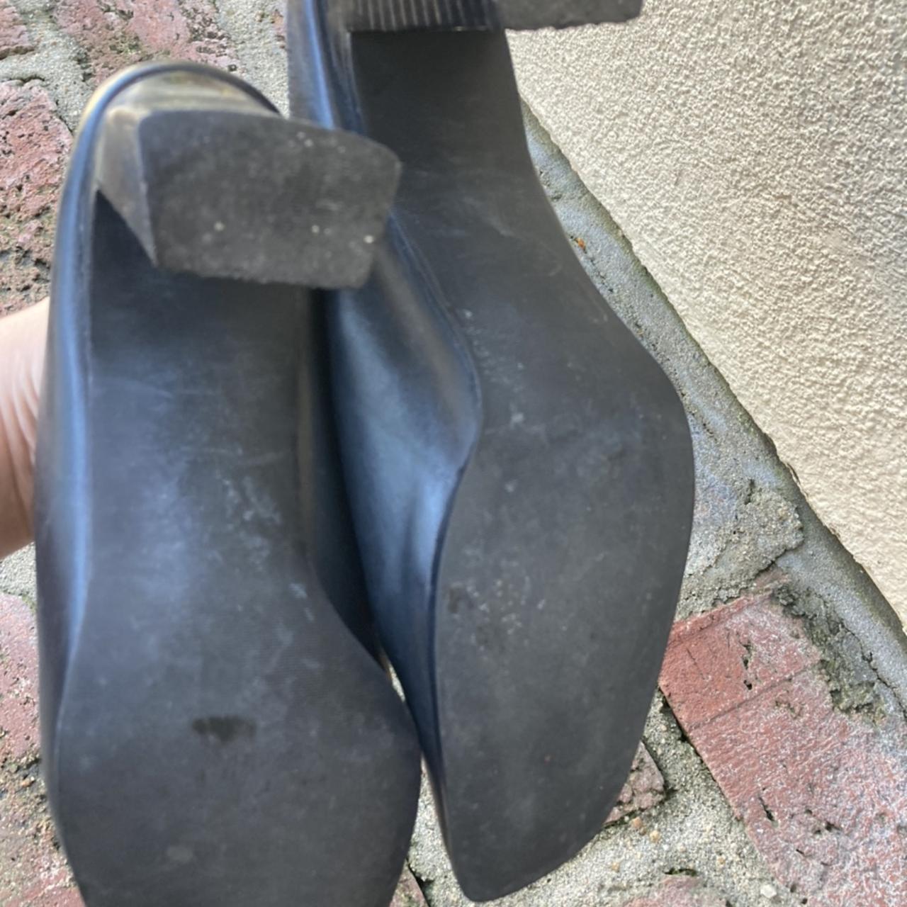 Black leather square toe mules from liz claiborne.... - Depop