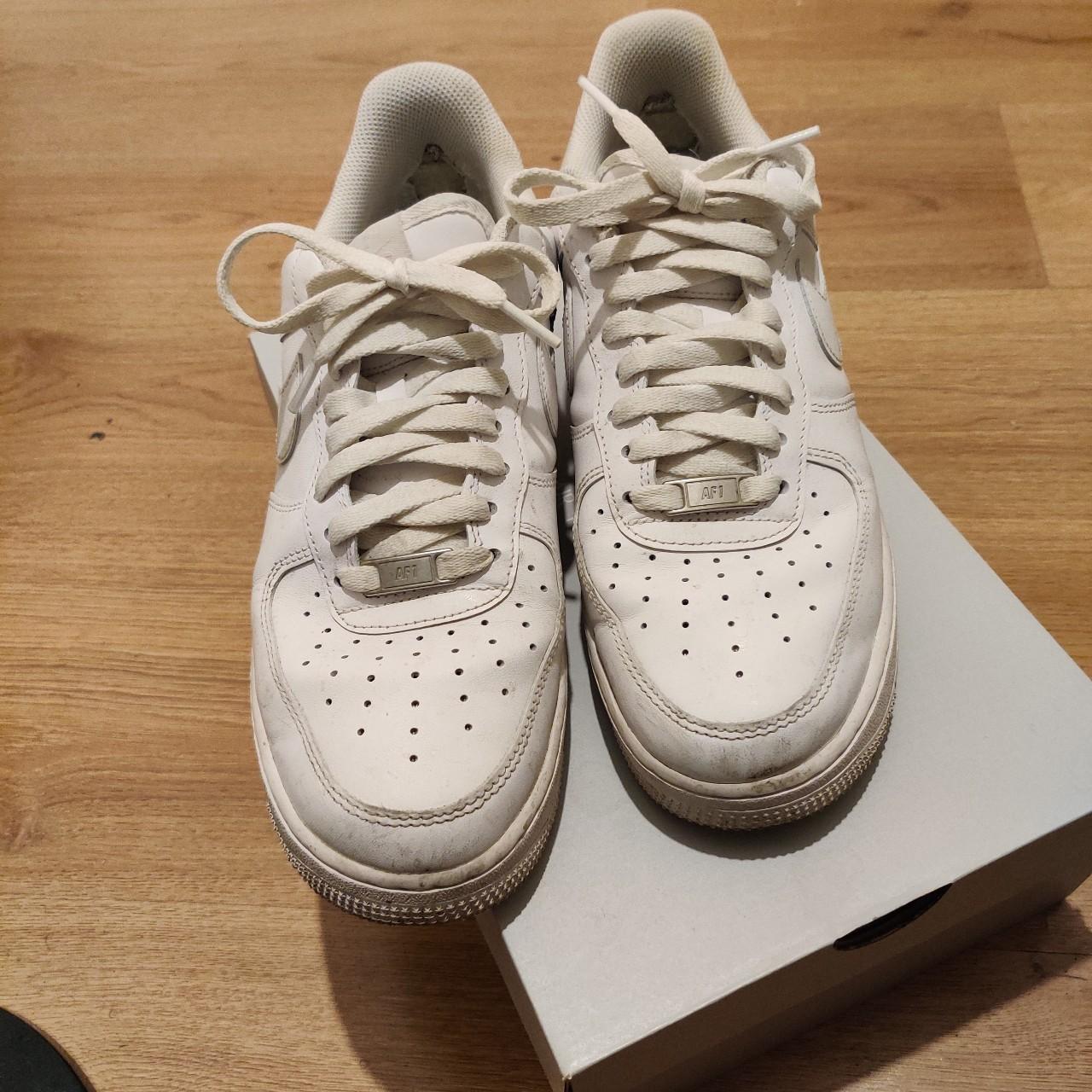 White air force 1s. Comes with box. Worn. - Depop