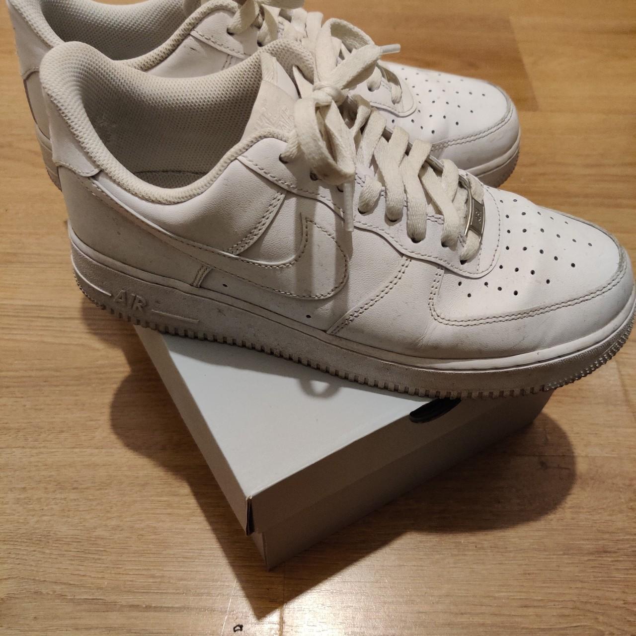 White air force 1s. Comes with box. Worn. - Depop