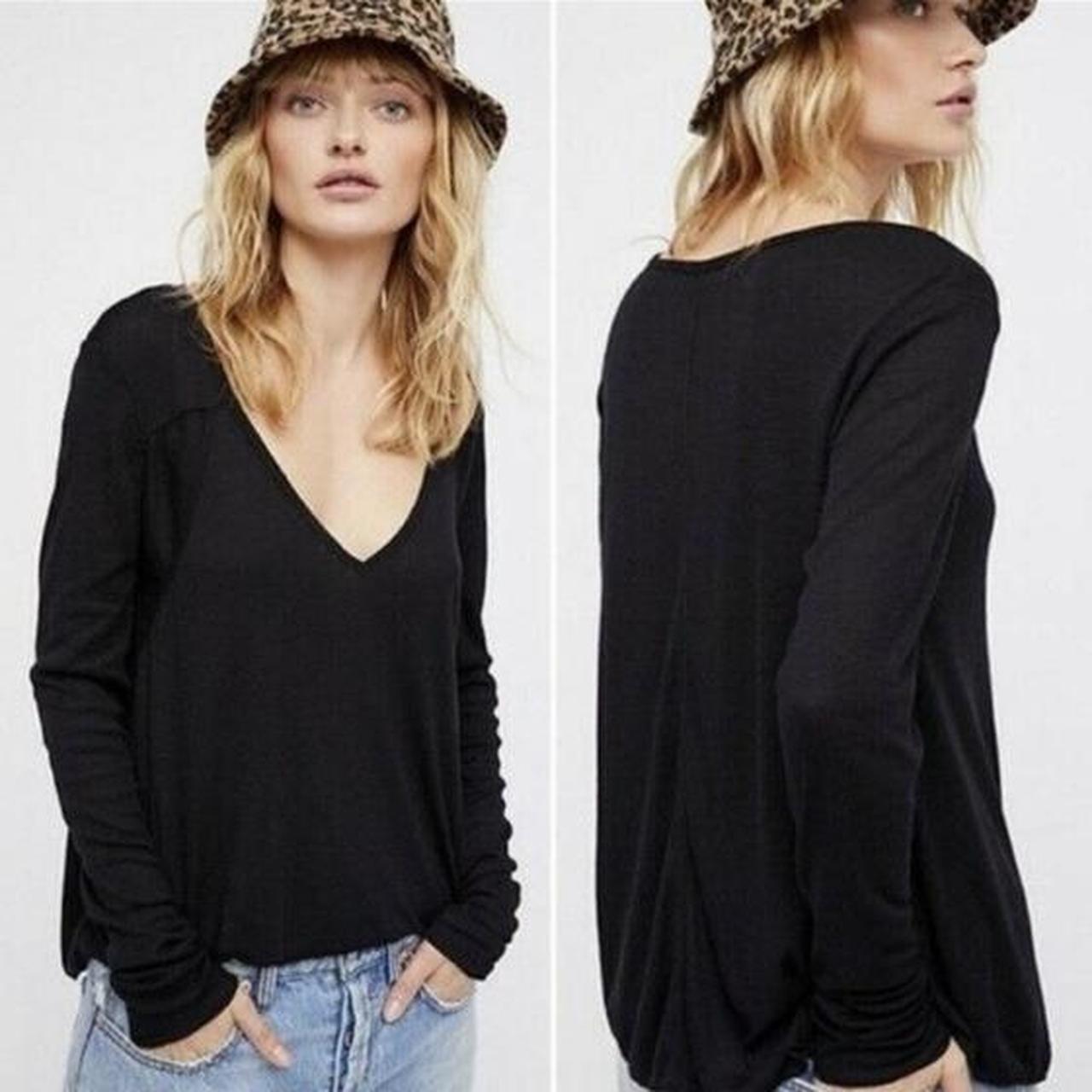 Intimately Free People Black Long Sleeve Top V Neck Depop 0266