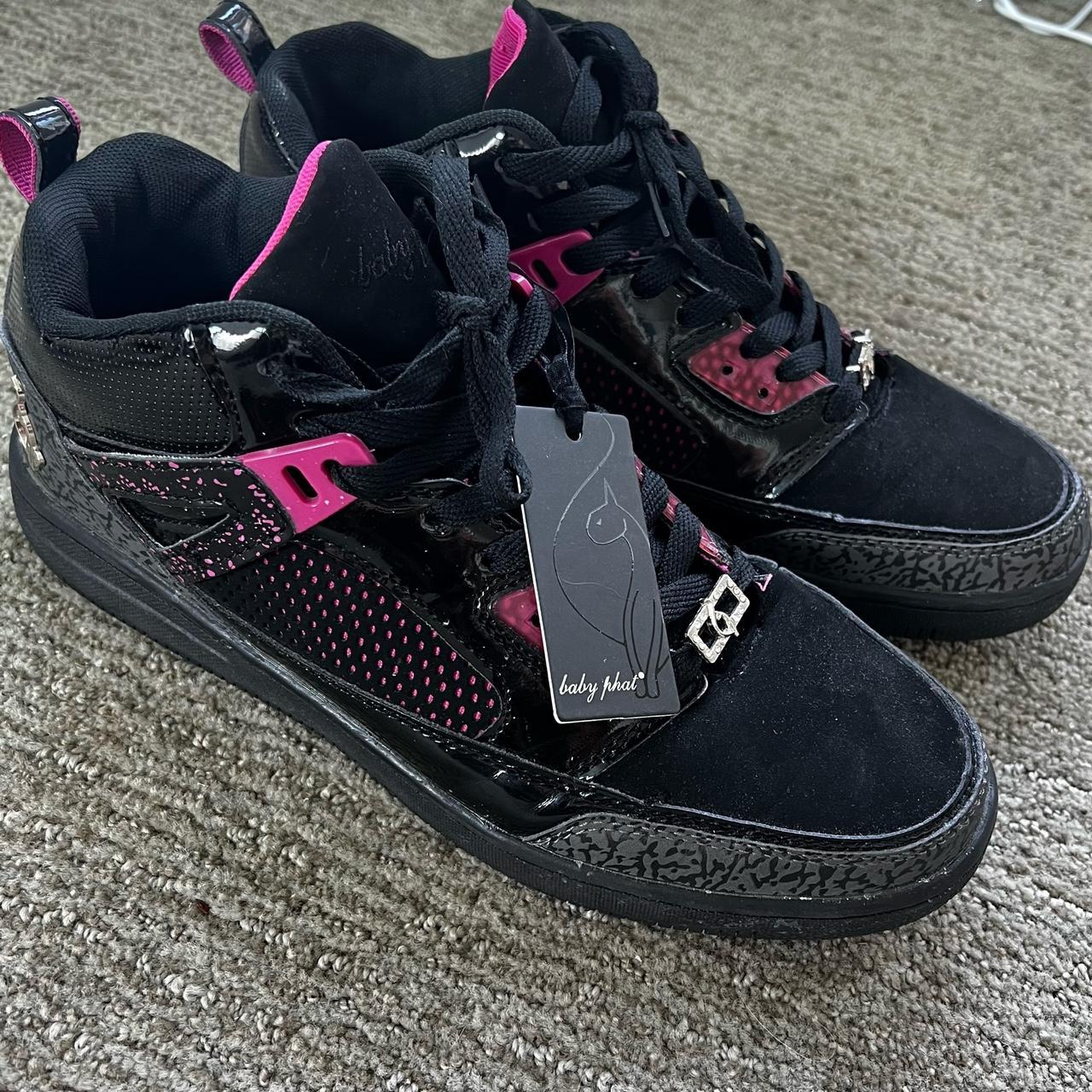 Baby Women's Black and Pink Trainers |