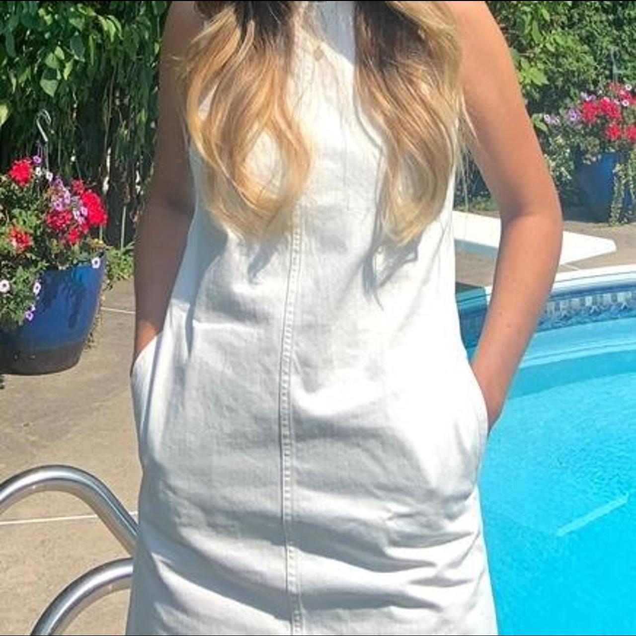 J Crew white denim dress with pockets. Worn once