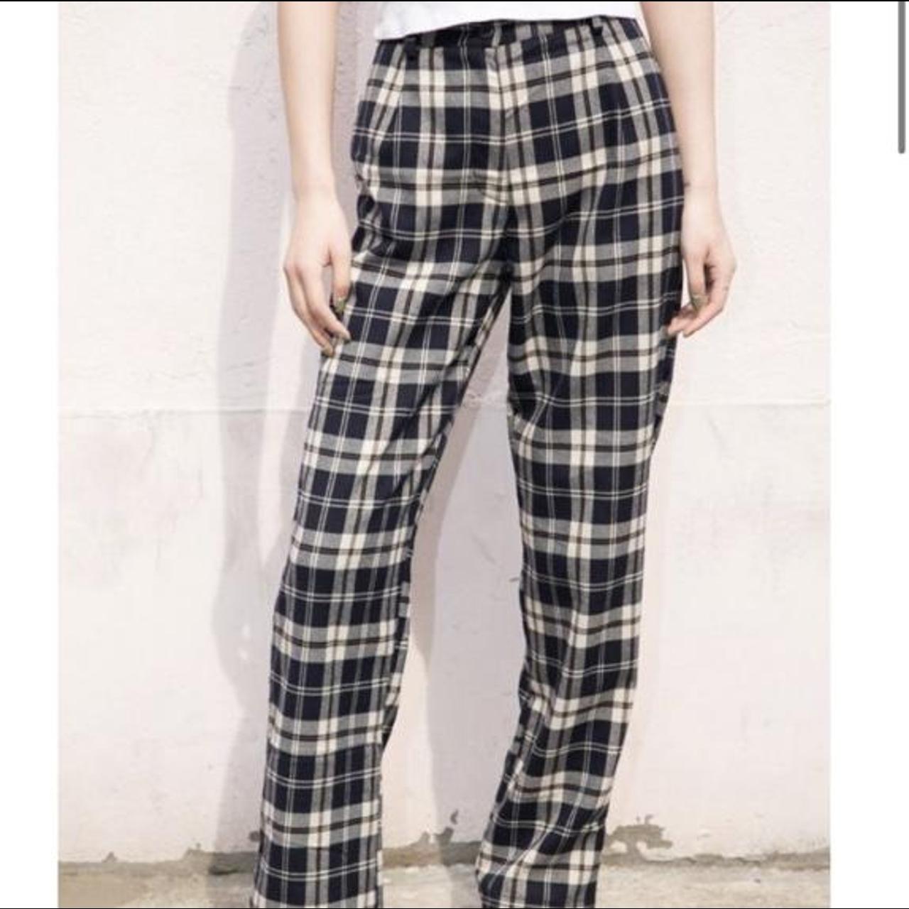 Brandy Melville Amelia Pants in navy blue and beige.... Depop